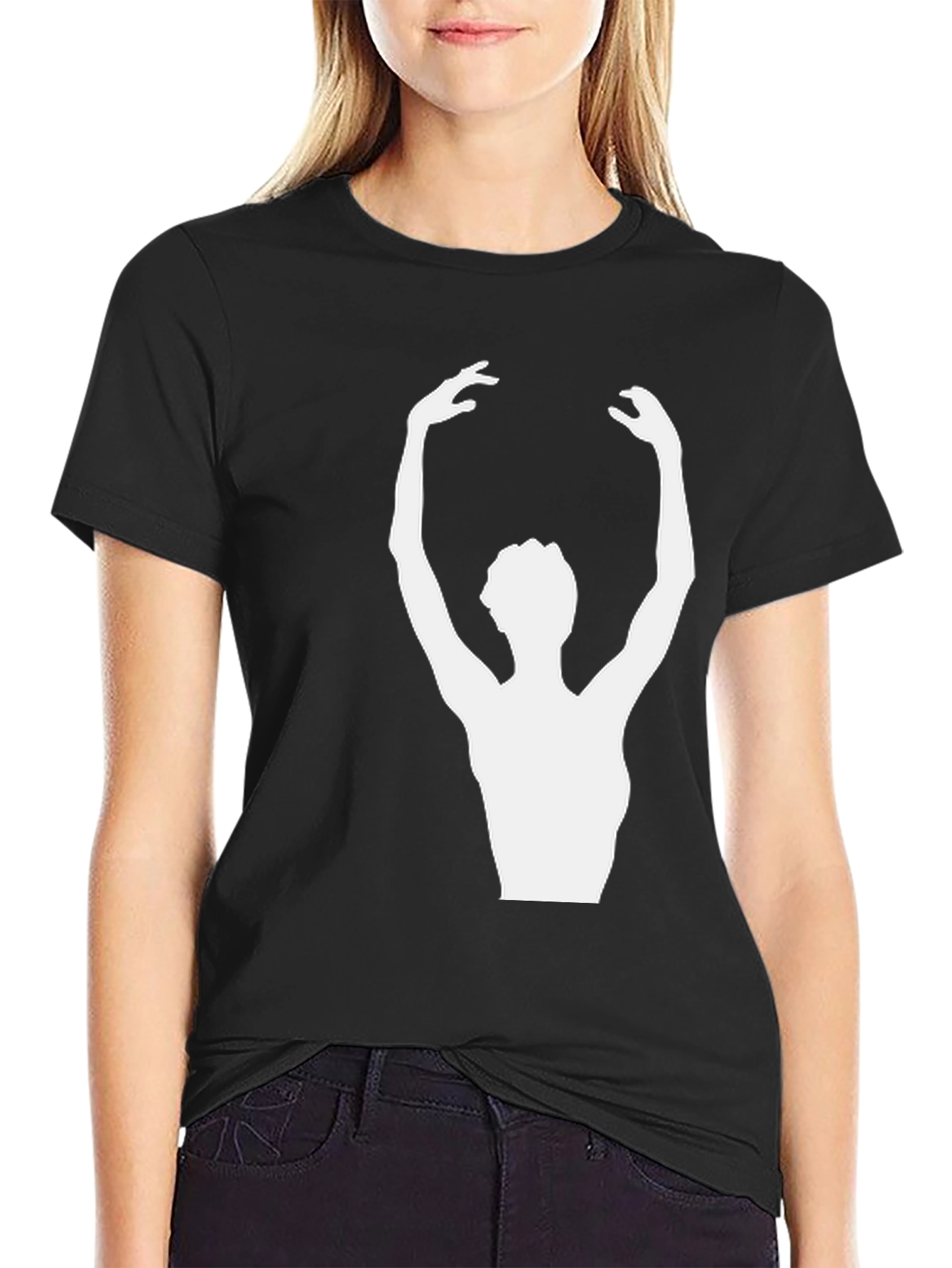 Ballerina Graphic Tee - Stylish Unisex Black T-Shirt