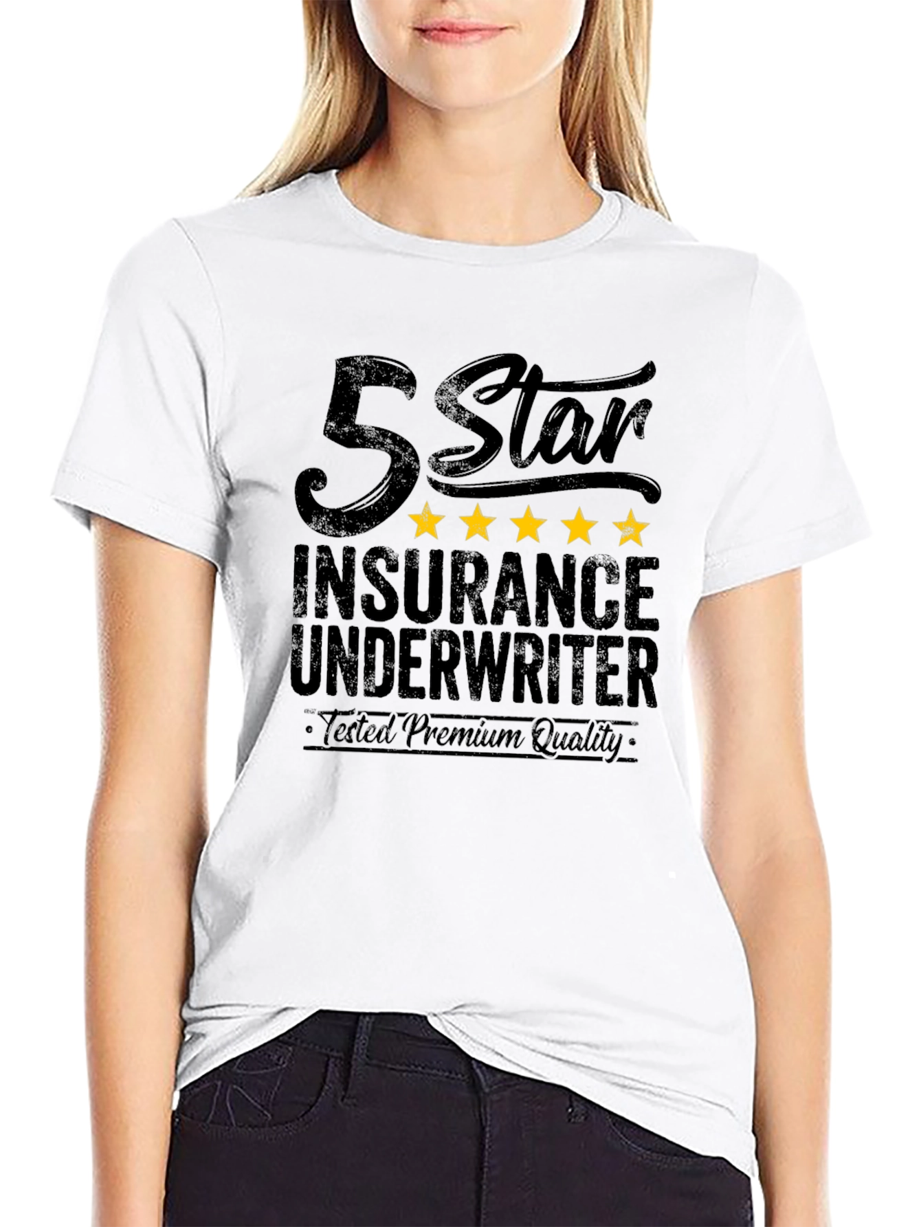5 Star Insurance Underwriter Premium Quality Black T-Shirt