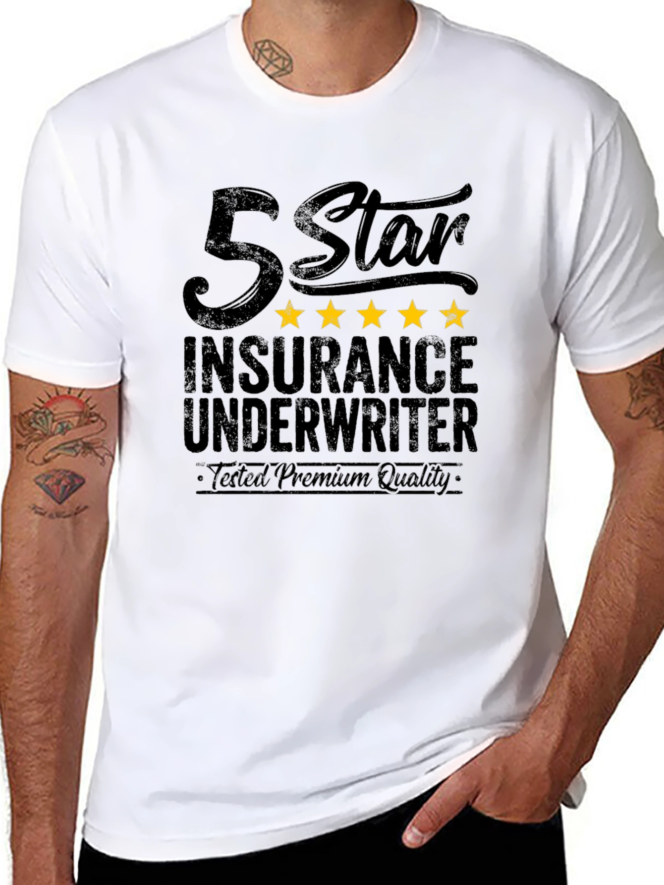 5 Star Insurance Underwriter Premium Quality Black T-Shirt