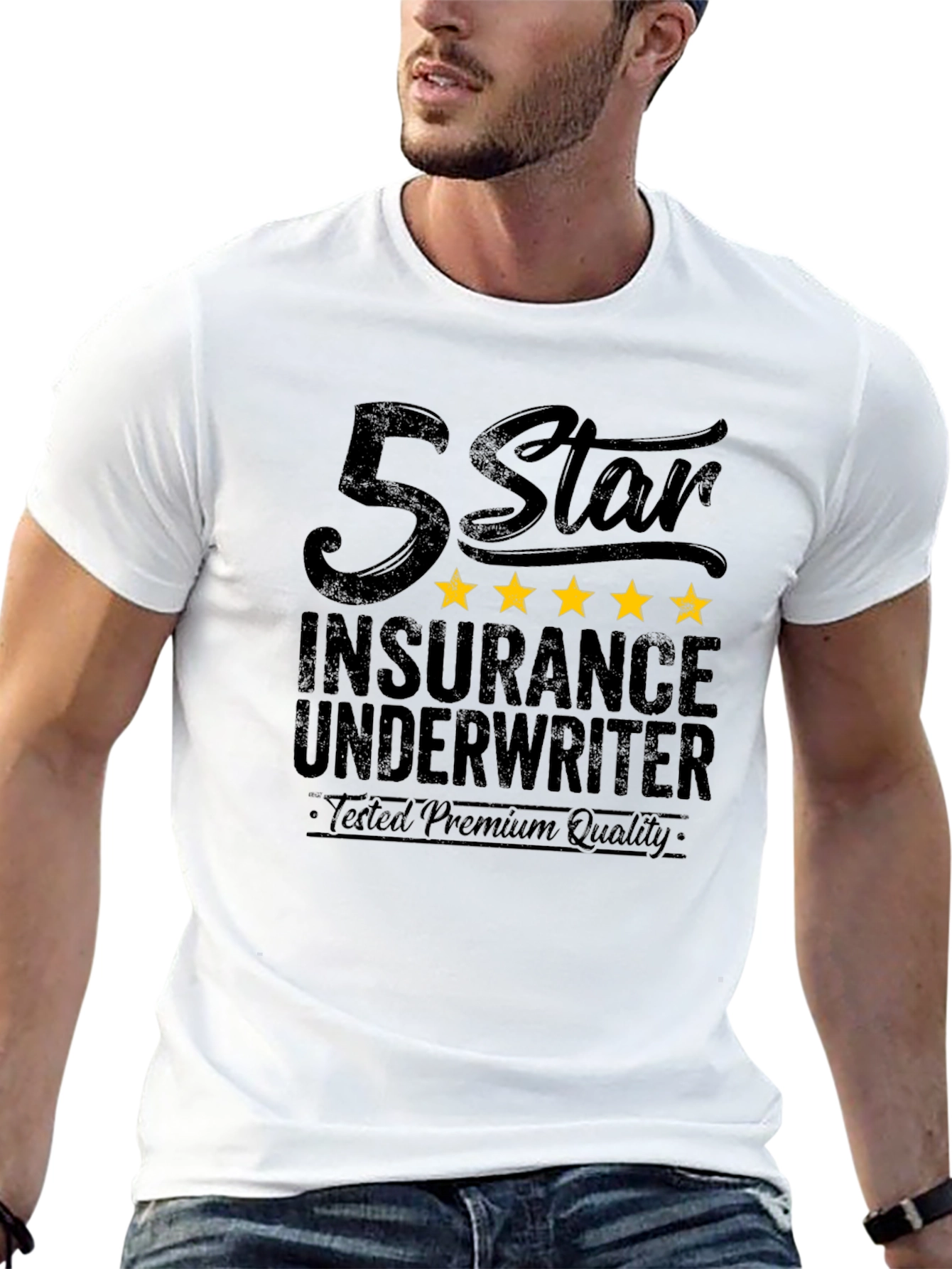 5 Star Insurance Underwriter Premium Quality Black T-Shirt