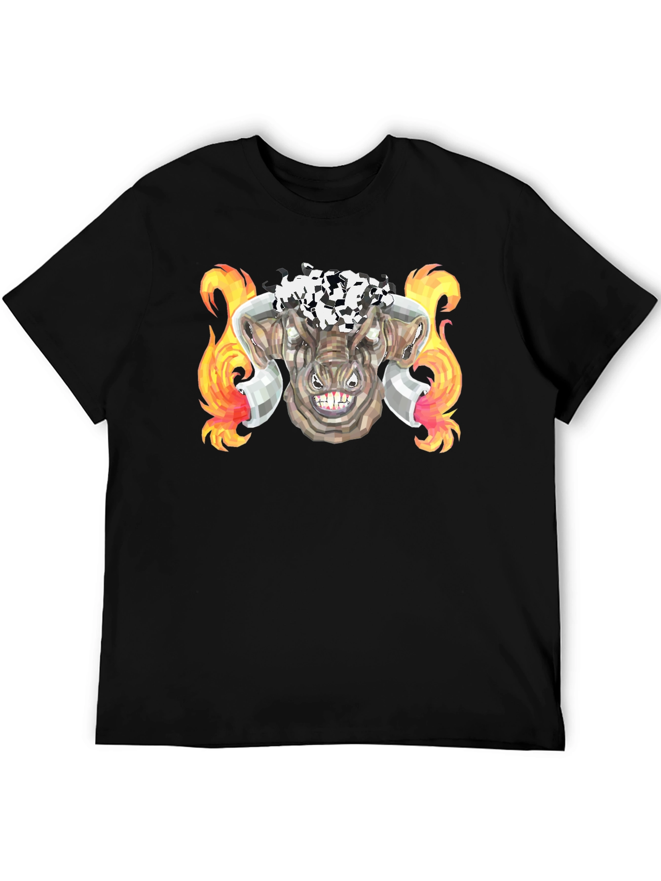 Fiery Bull Graphic Tee - Black Cotton T-Shirt
