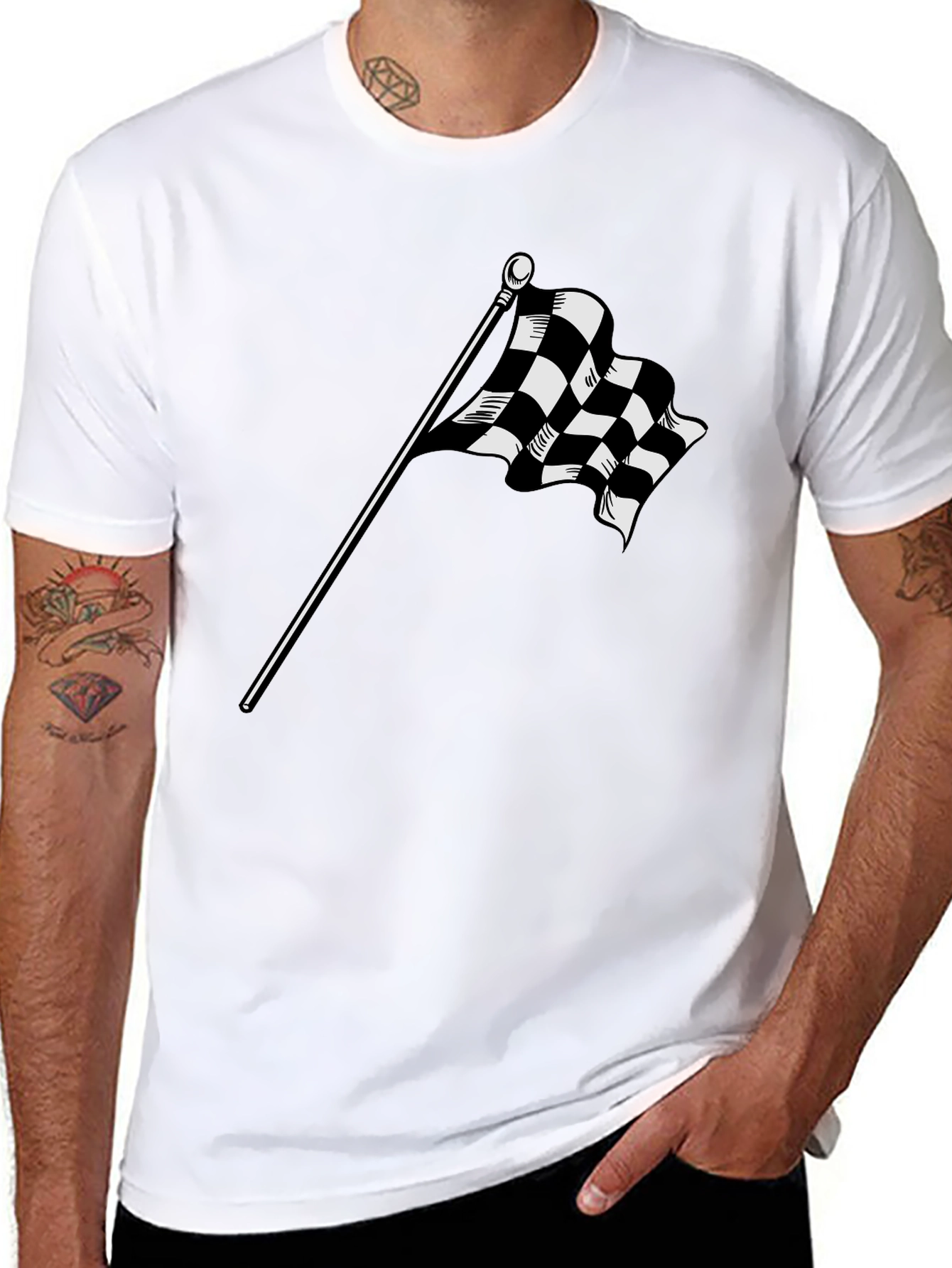 Checkered Flag Graphic Tee - Race Day Ready!
