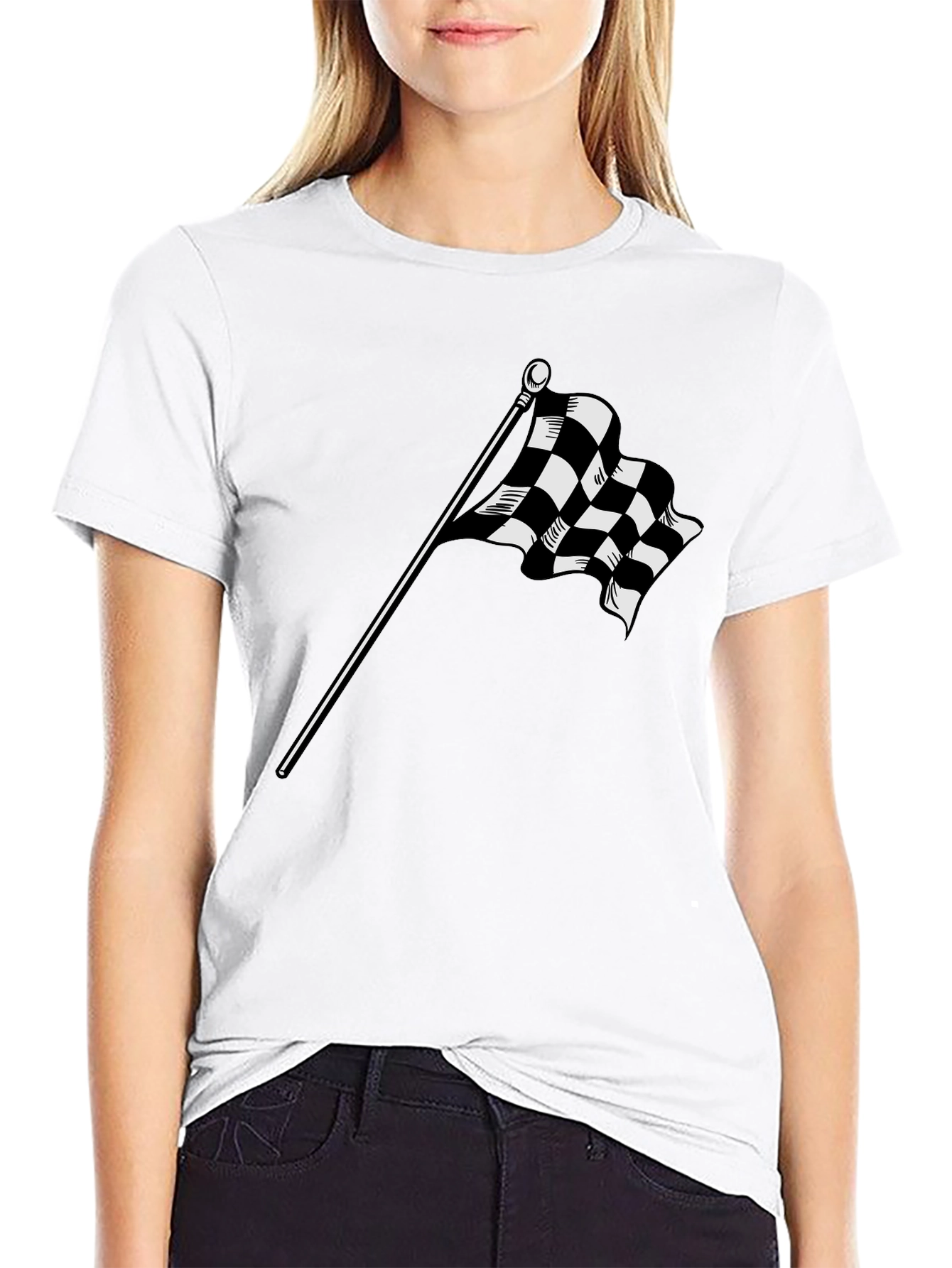 Checkered Flag Graphic Tee - Race Day Ready!