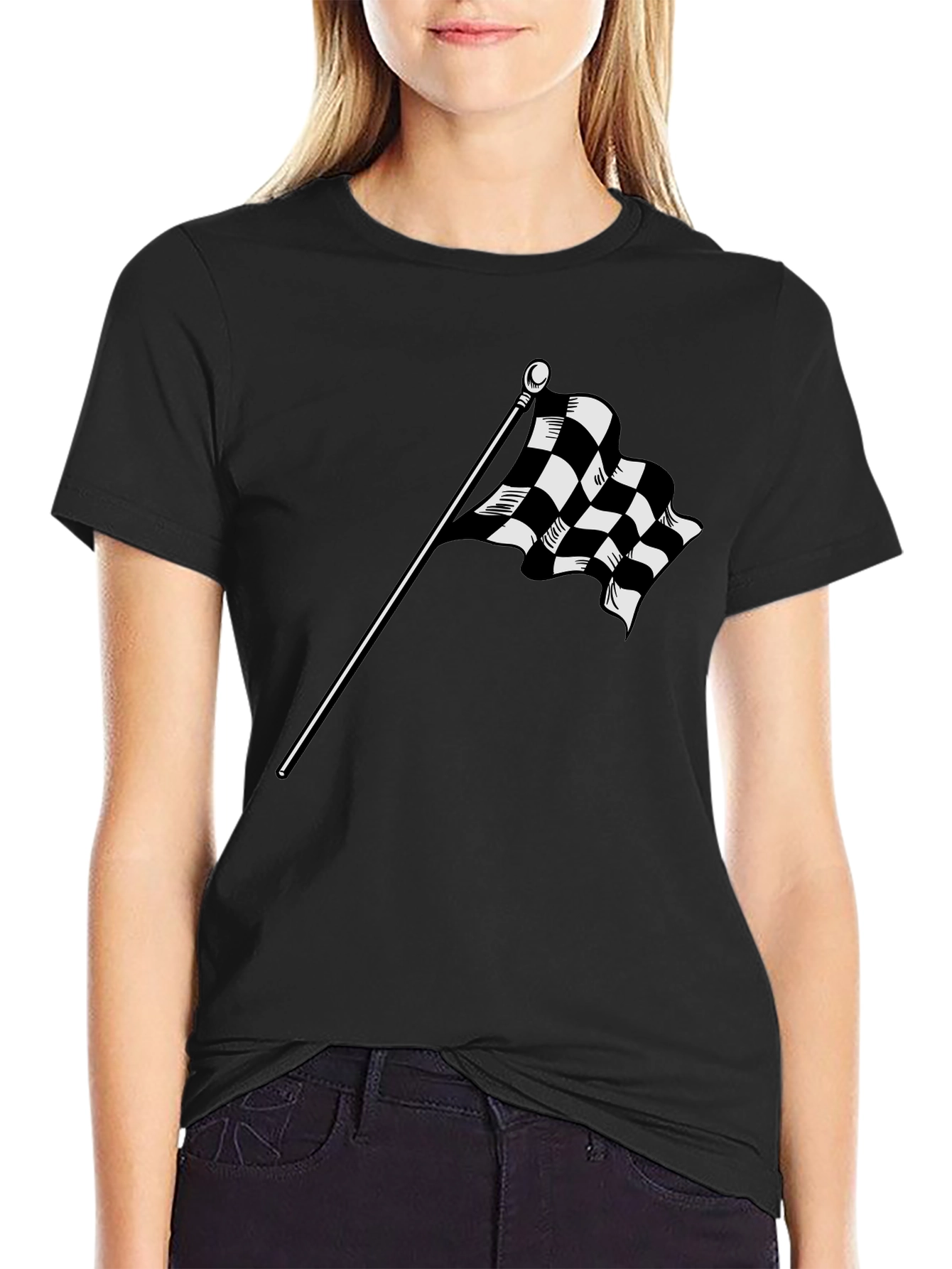 Checkered Flag Graphic Tee - Race Day Ready!