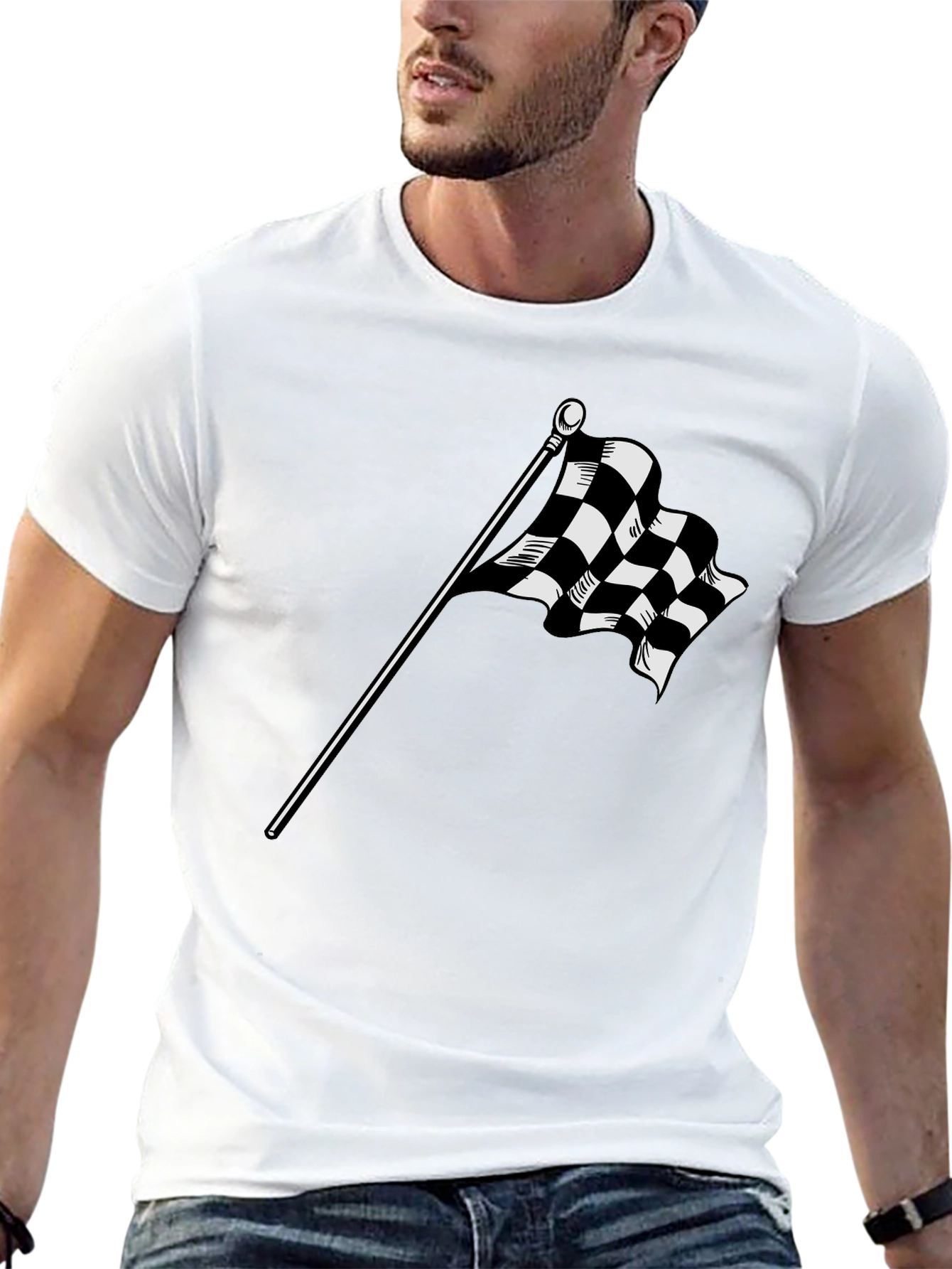 Checkered Flag Graphic Tee - Race Day Ready!