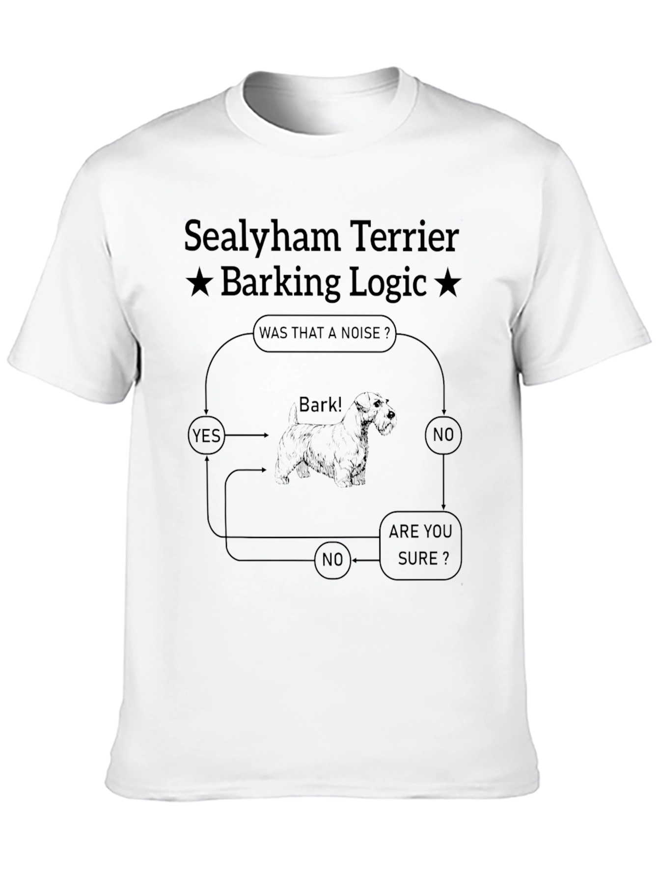 Sealyham Terrier Barking Logic Black T-Shirt