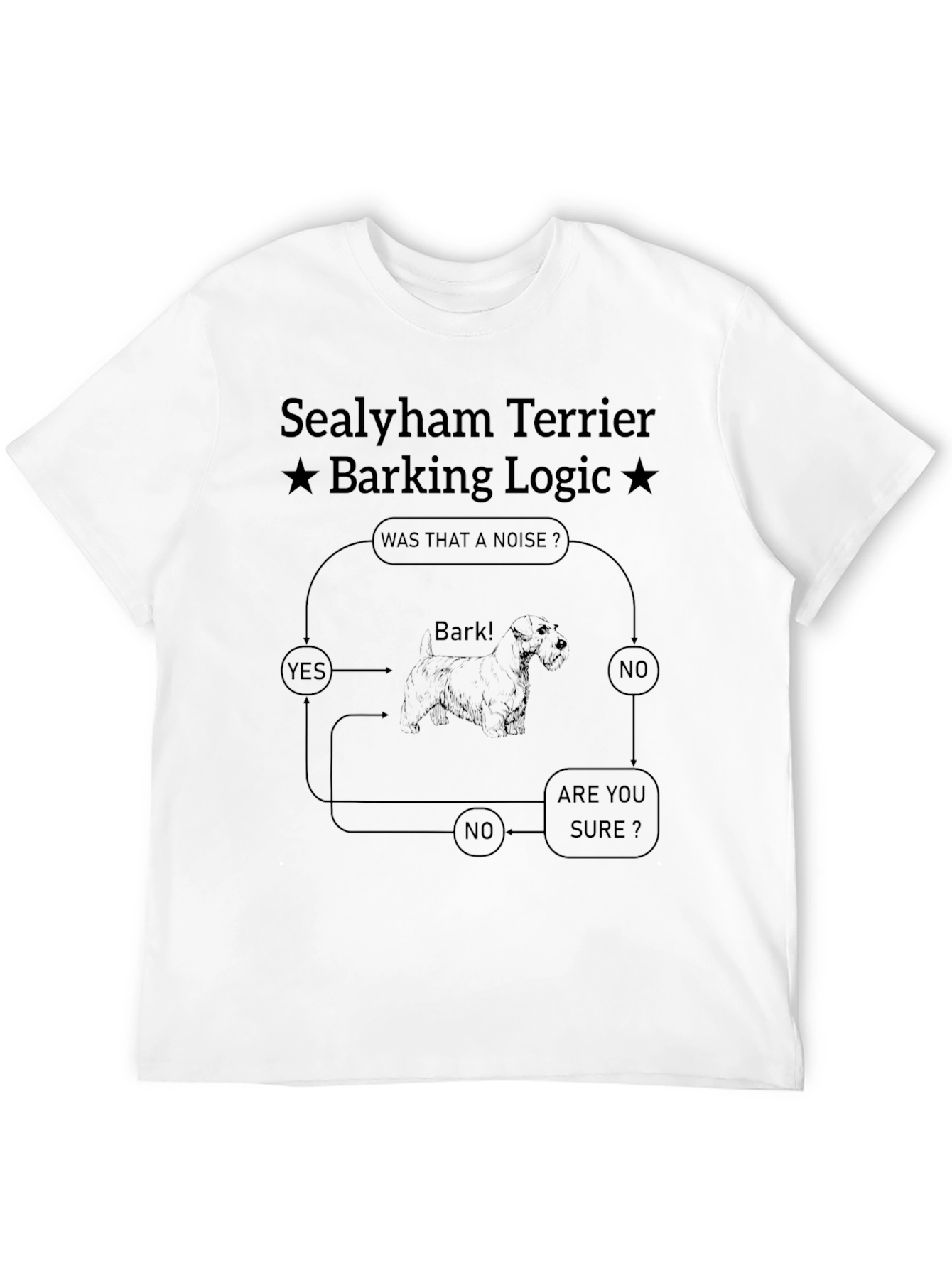 Sealyham Terrier Barking Logic Black T-Shirt