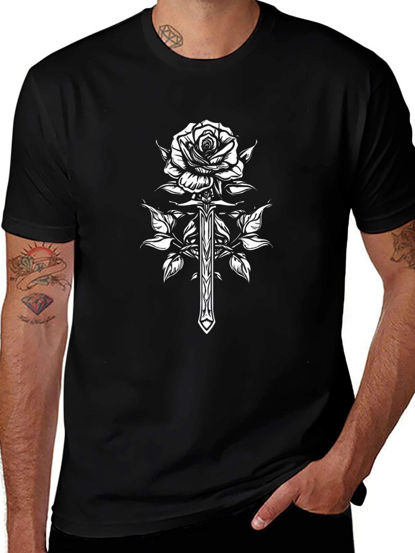 Rose & Dagger Graphic Black T-Shirt