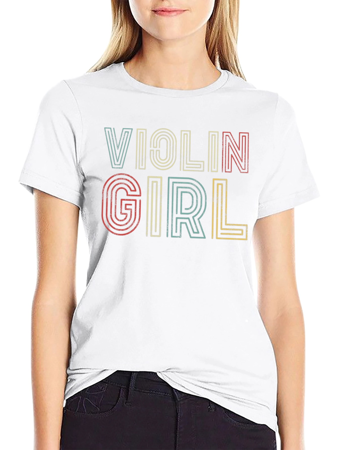 Violin Girl Retro Graphic Tee