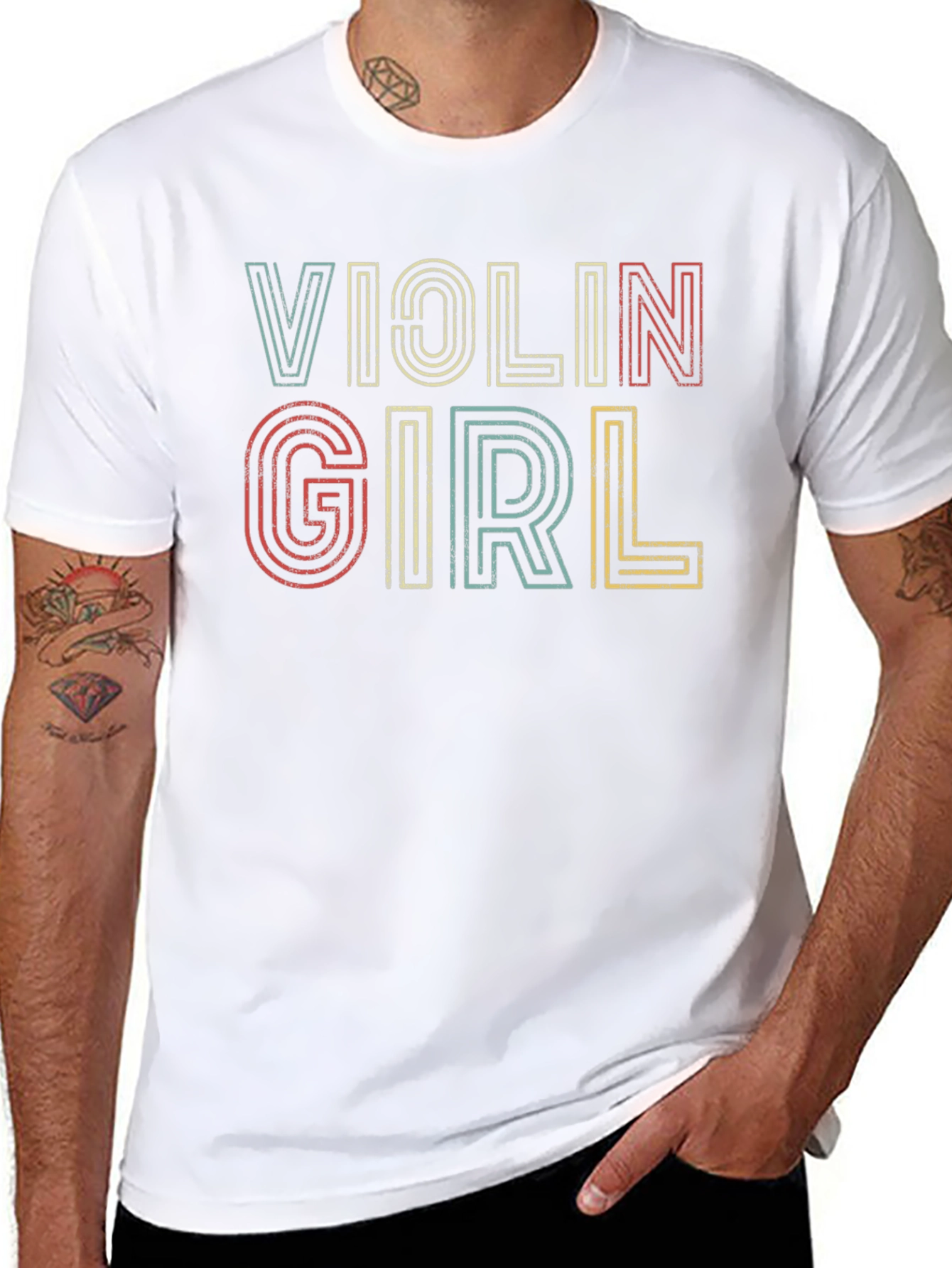 Violin Girl Retro Graphic Tee