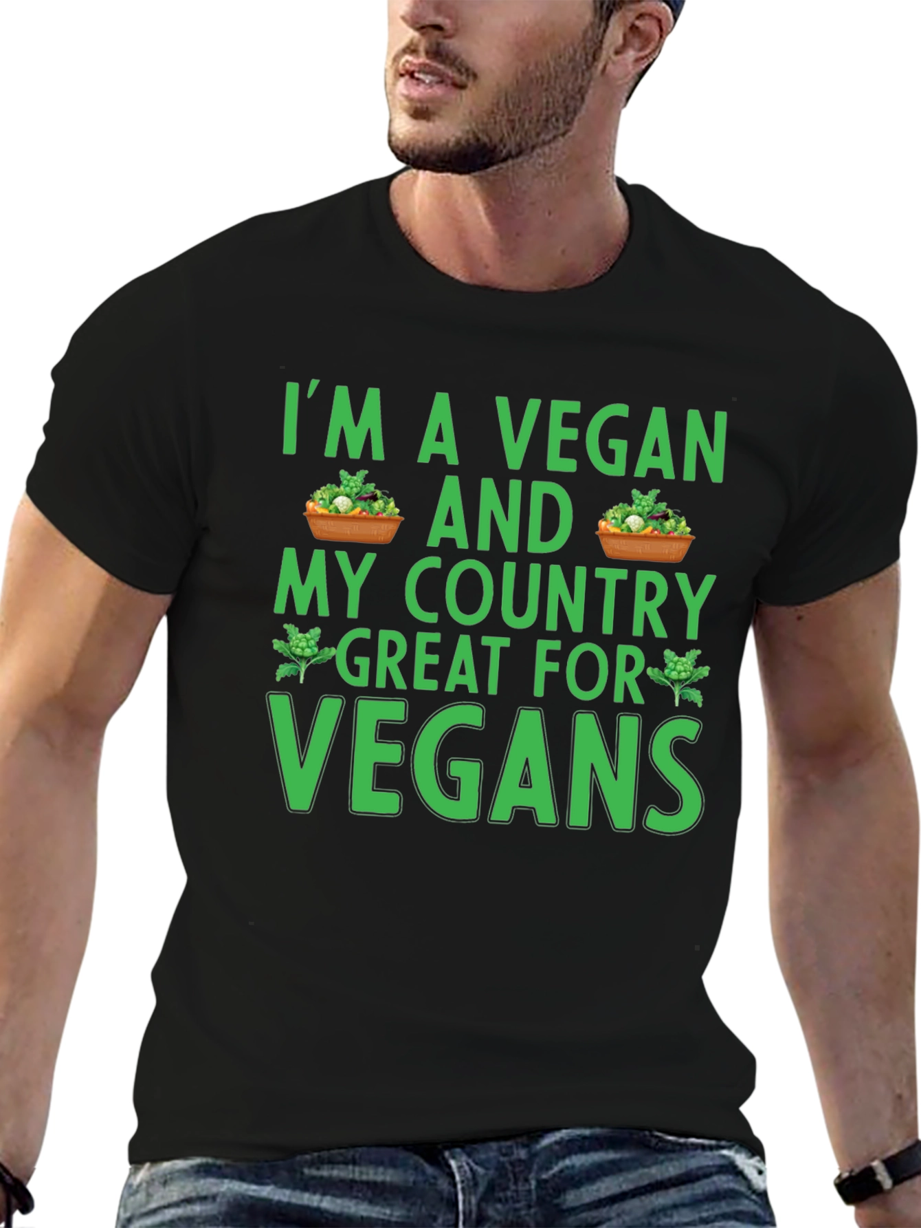 Vegan Country T-Shirt - Black Cotton Blend Tee