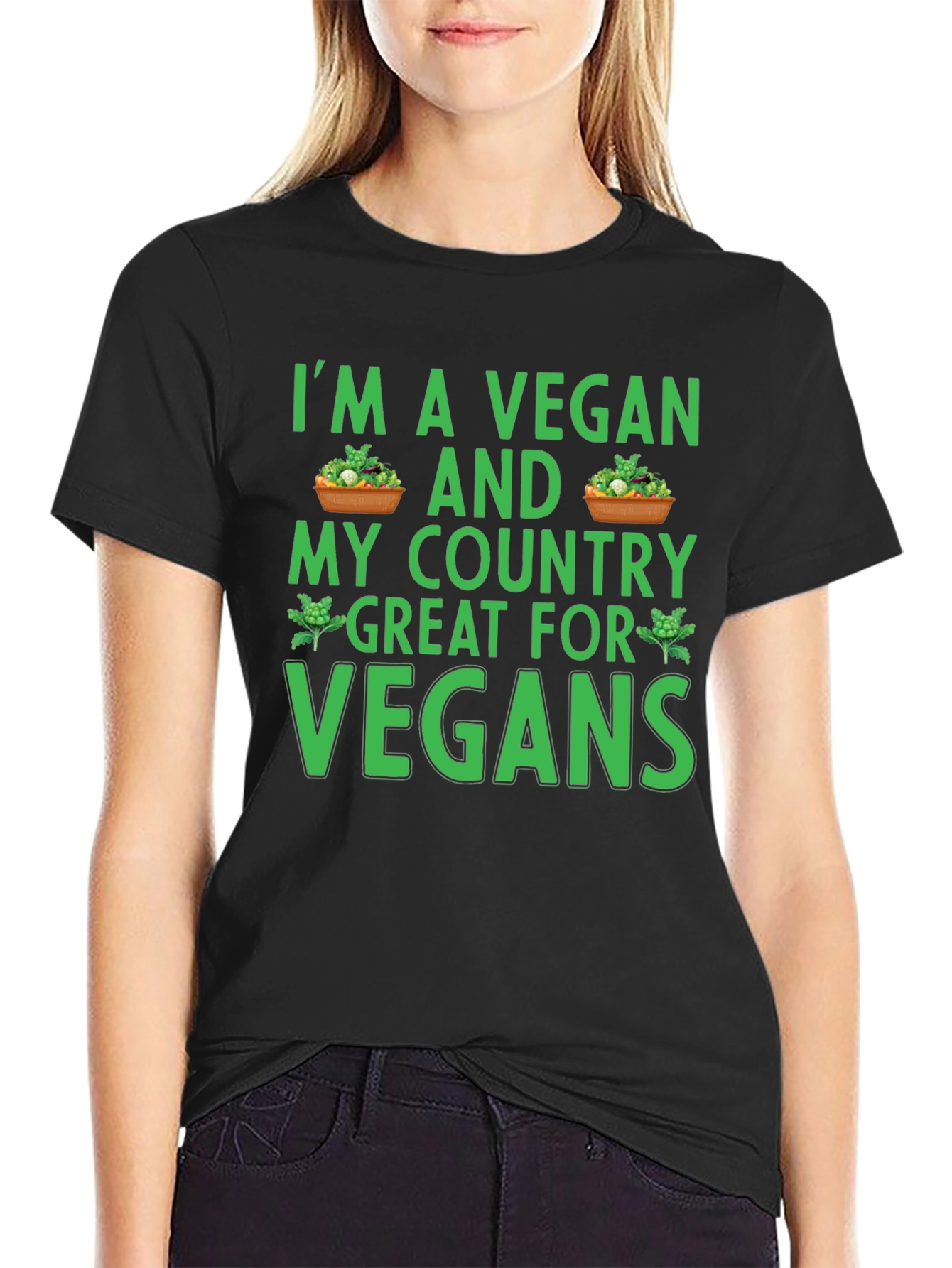 Vegan Country T-Shirt - Black Cotton Blend Tee