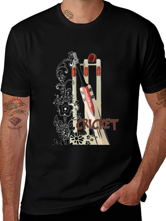 Cricket Bat & Wicket Graphic Tee