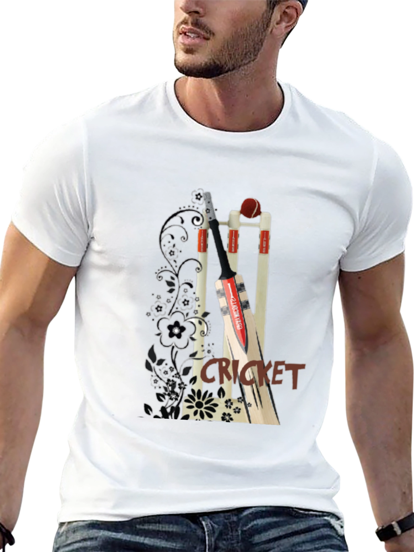 Cricket Bat & Wicket Graphic Tee