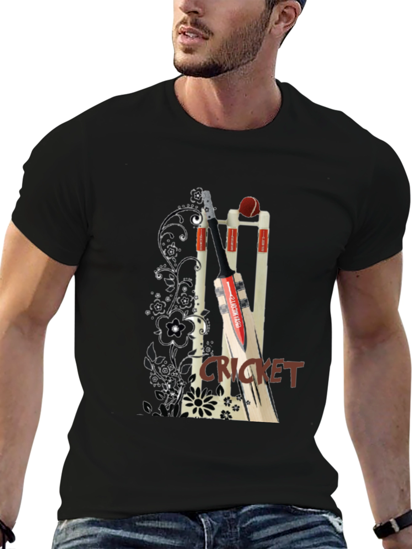 Cricket Bat & Wicket Graphic Tee