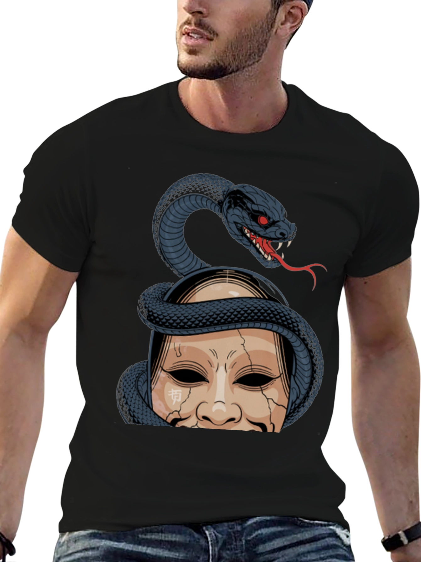 Snake and Mask Graphic T-Shirt