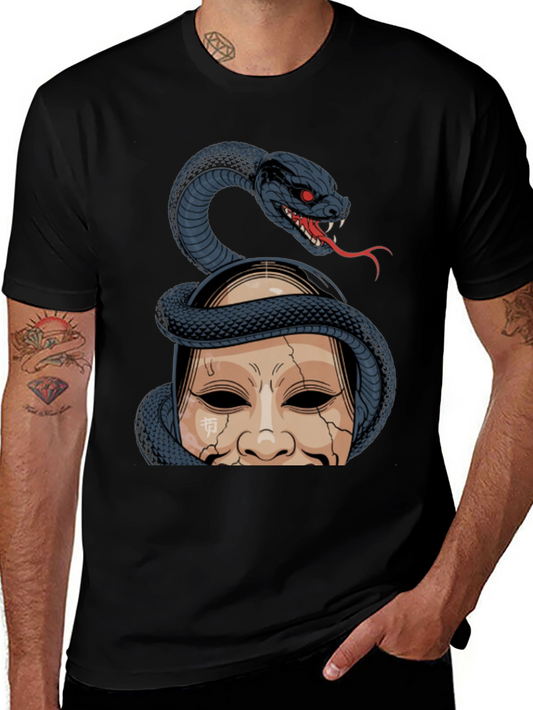 Snake and Mask Graphic T-Shirt