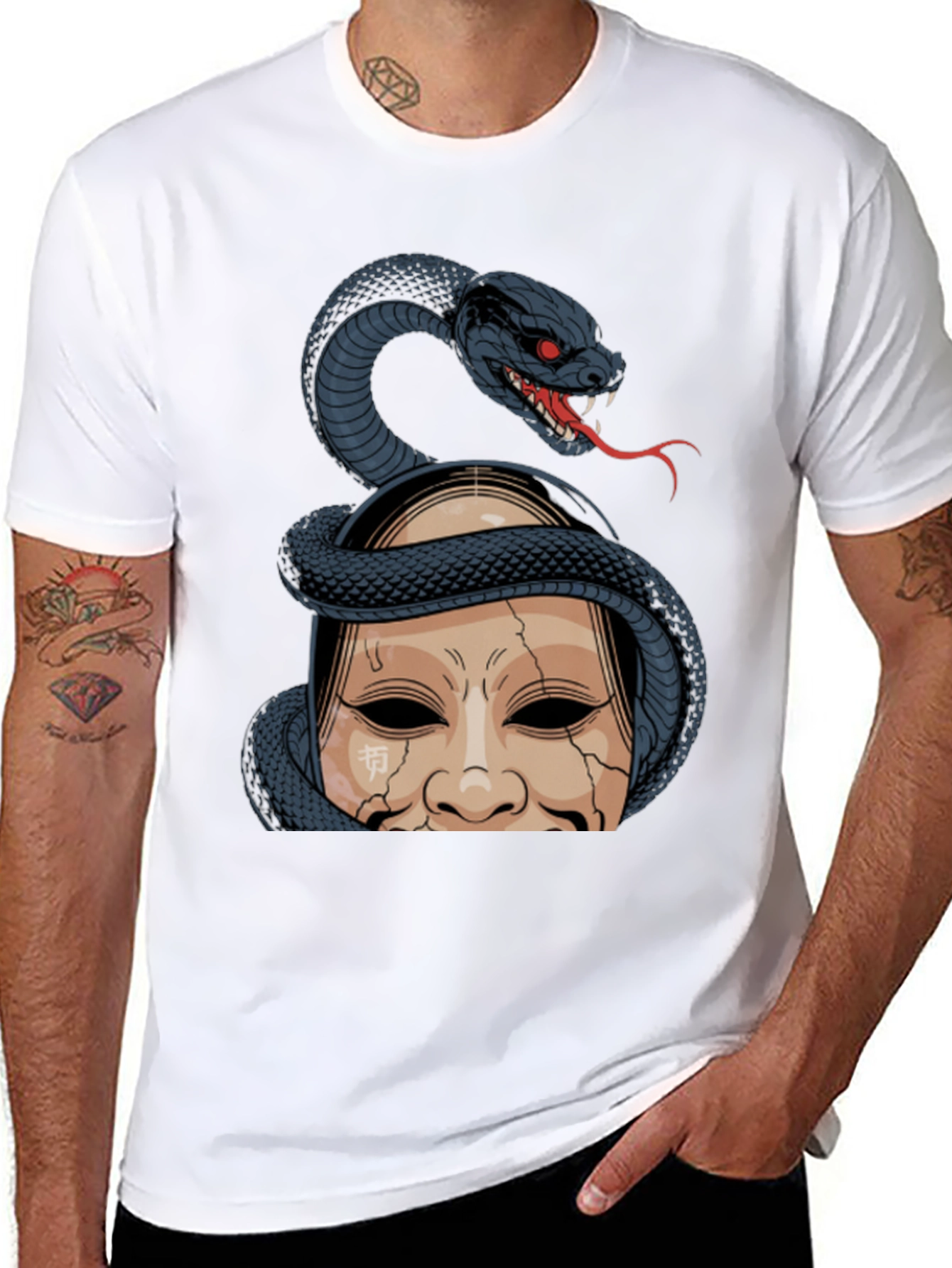 Snake and Mask Graphic T-Shirt