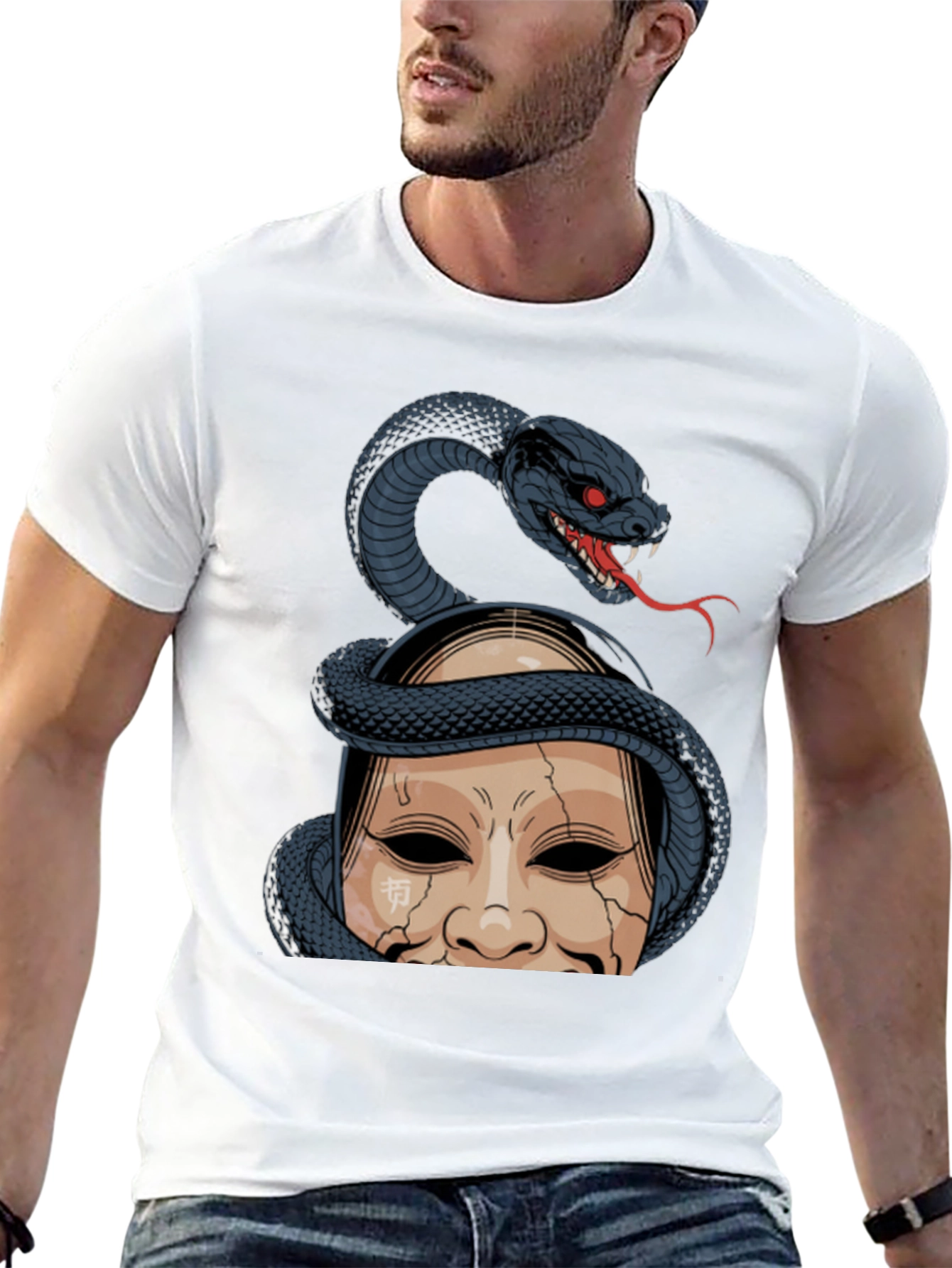 Snake and Mask Graphic T-Shirt