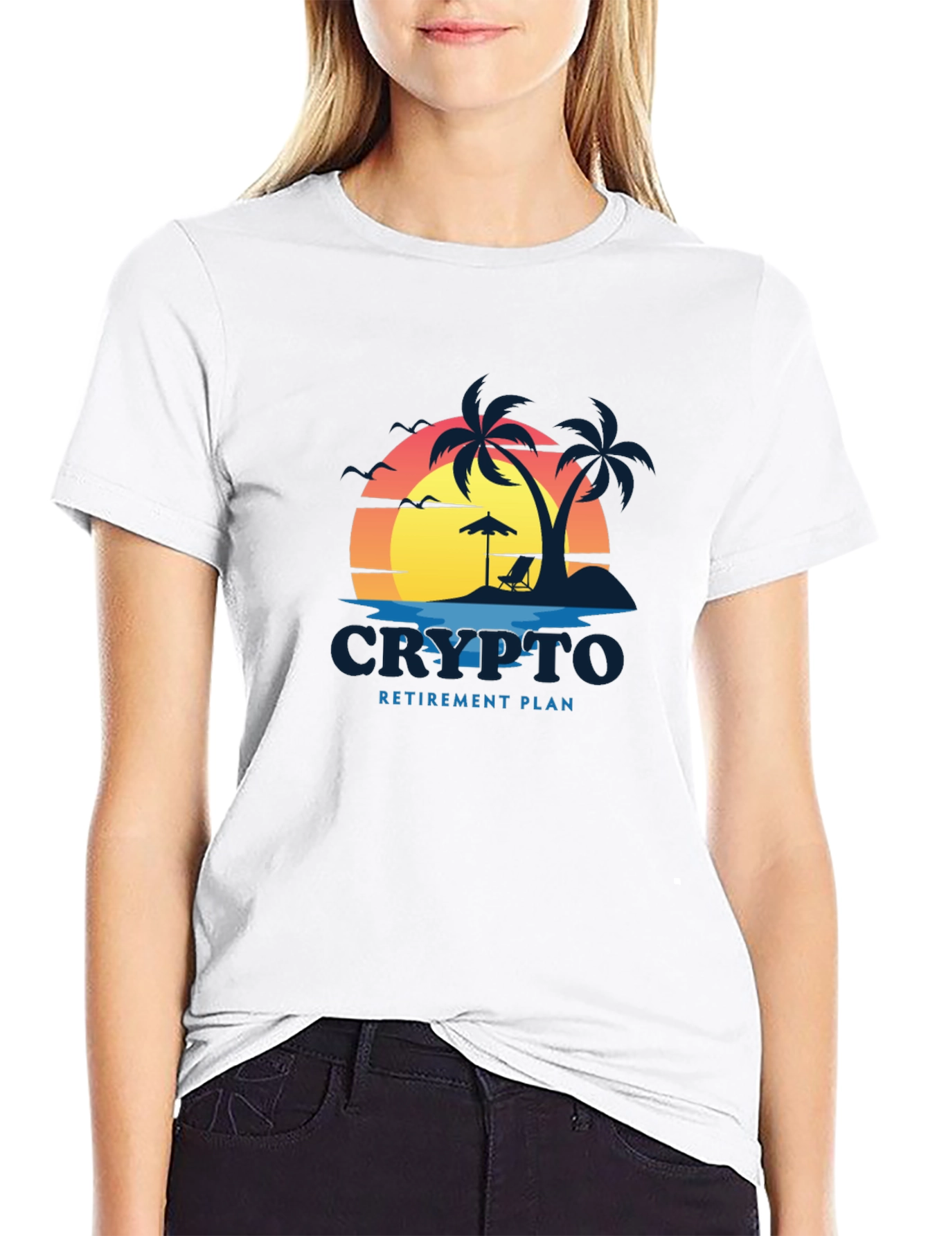 Crypto Retirement Plan Black T-Shirt - Beach Design