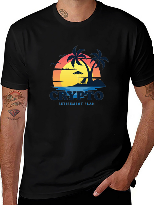 Crypto Retirement Plan Black T-Shirt - Beach Design