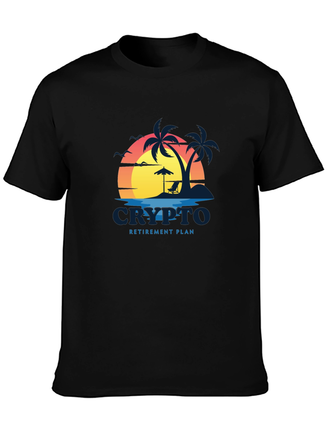 Crypto Retirement Plan Black T-Shirt - Beach Design