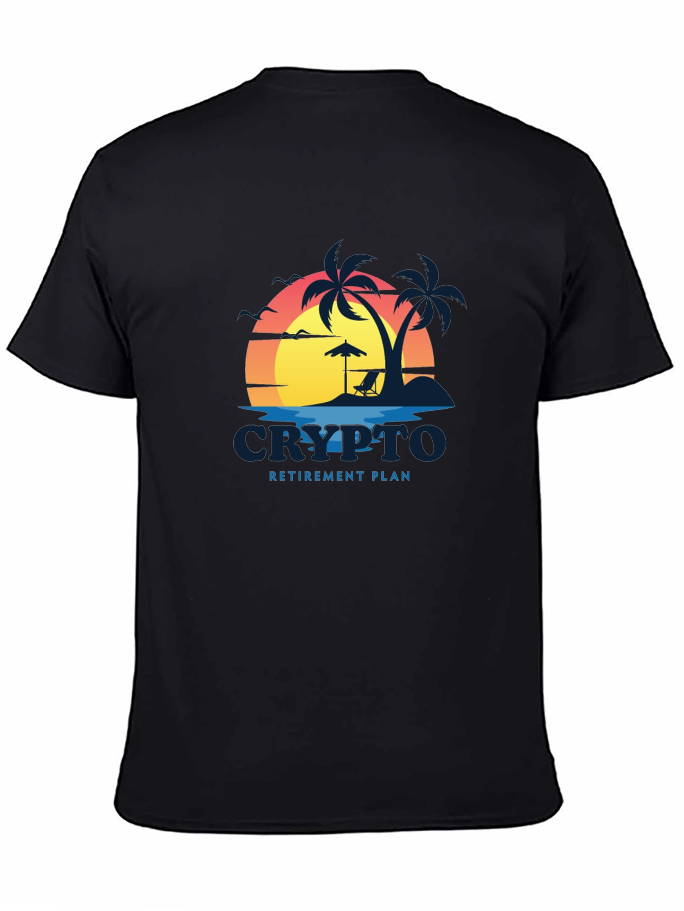 Crypto Retirement Plan Black T-Shirt - Beach Design