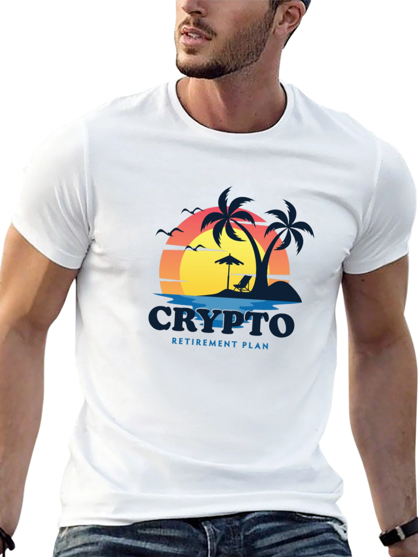 Crypto Retirement Plan Black T-Shirt - Beach Design