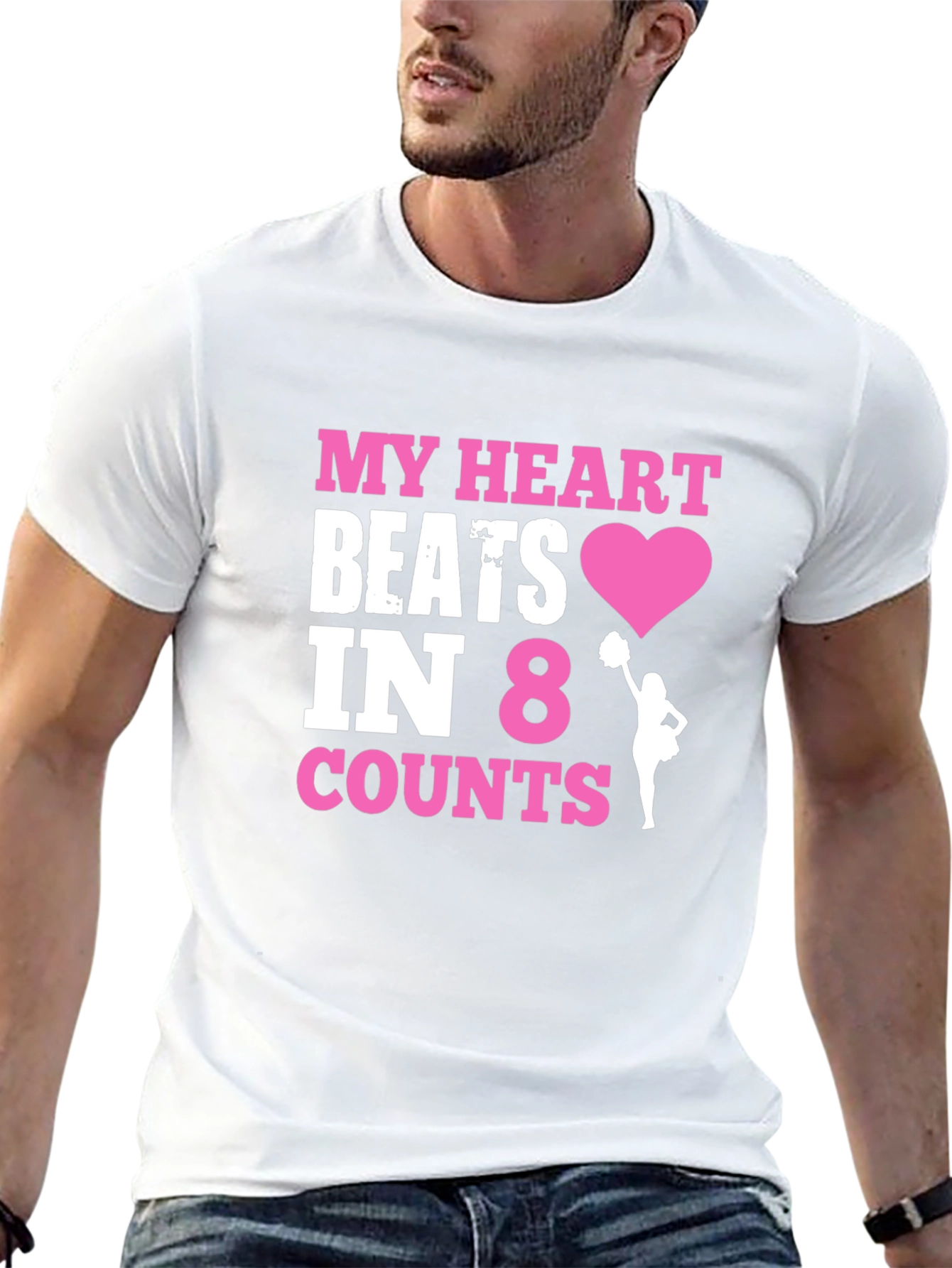 My Heart Beats in 8 Counts Cheerleading T-Shirt