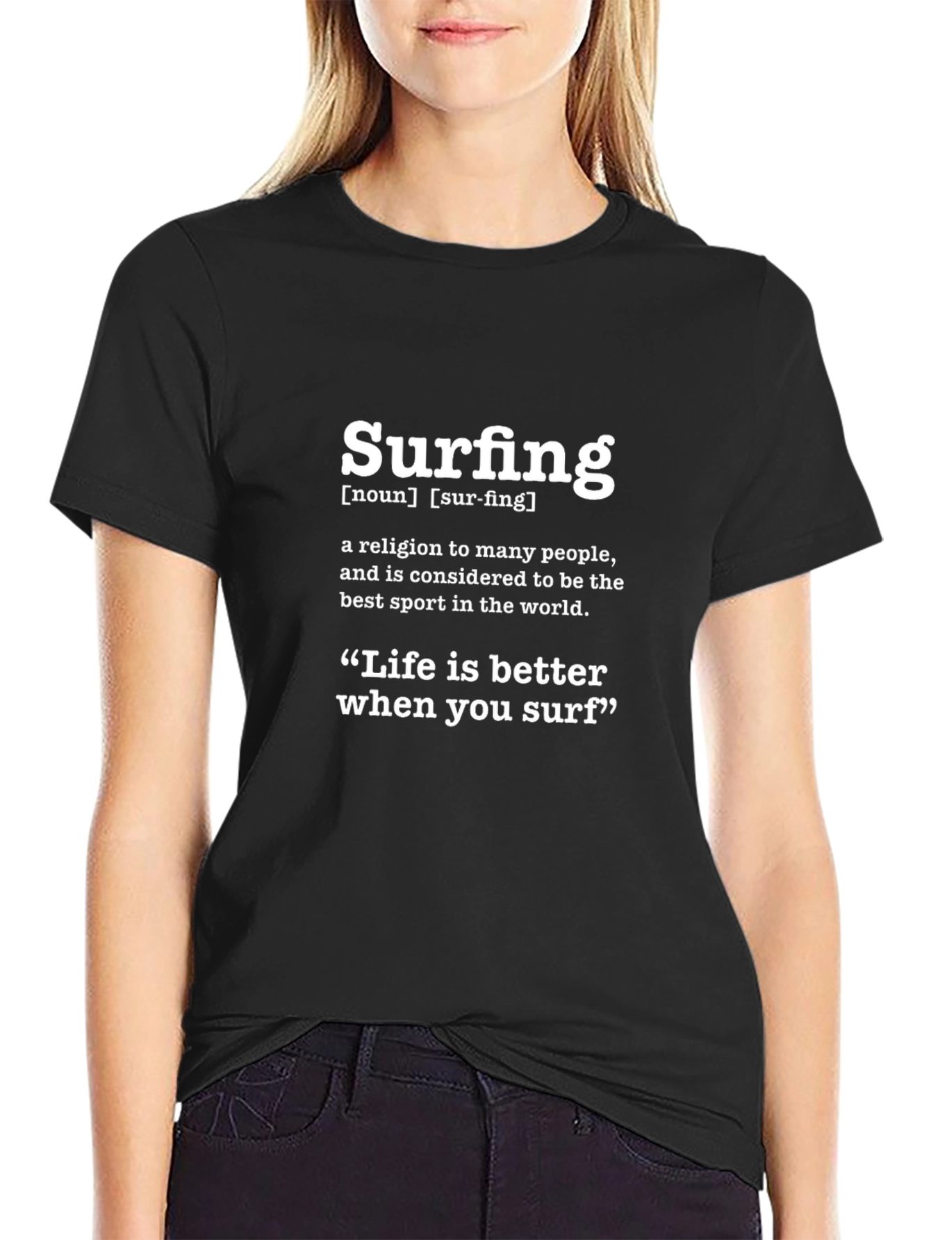 Surfing Definition Black T-Shirt
