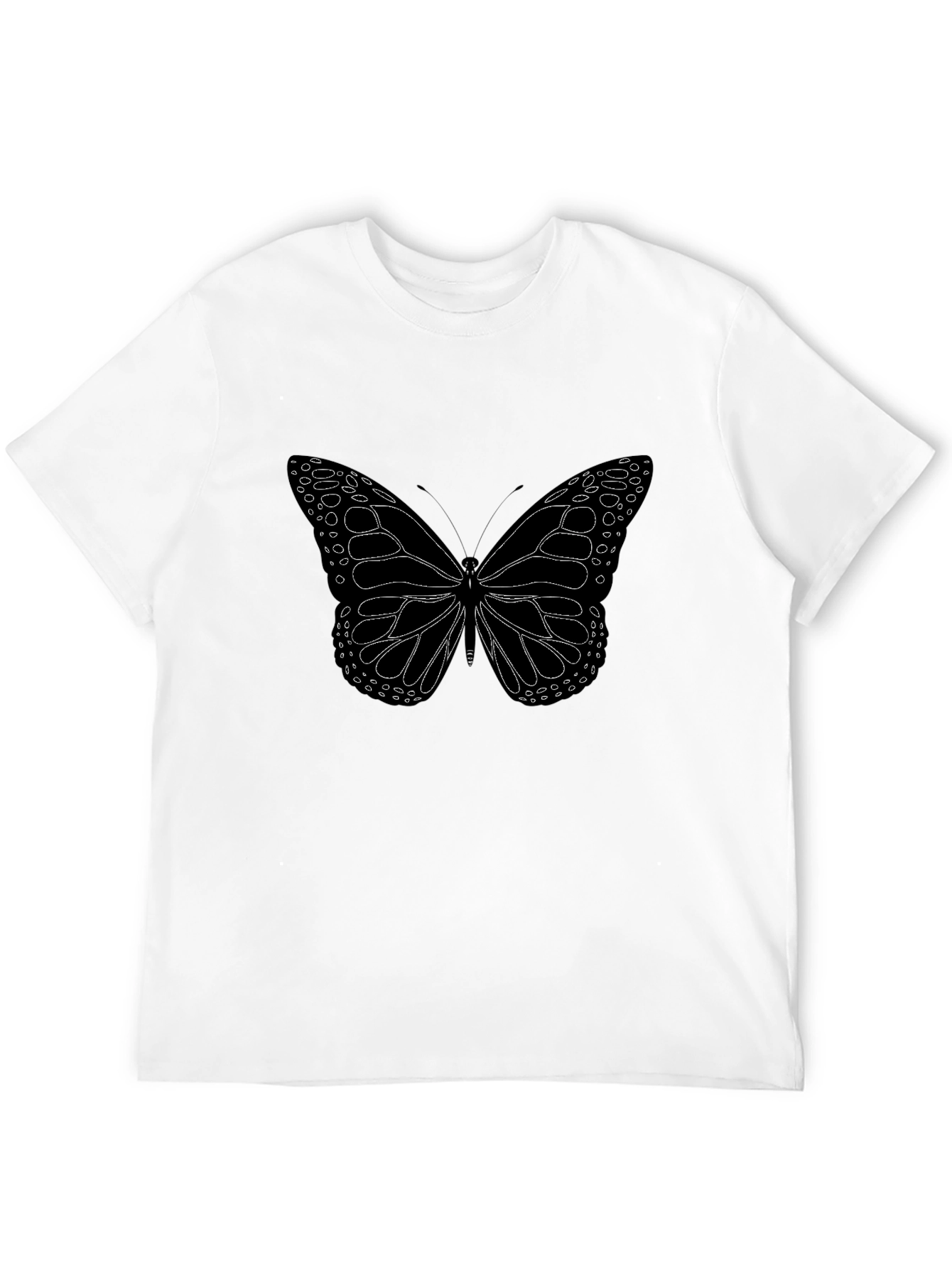 Butterfly Graphic Tee - Black Cotton Blend Casual Shirt