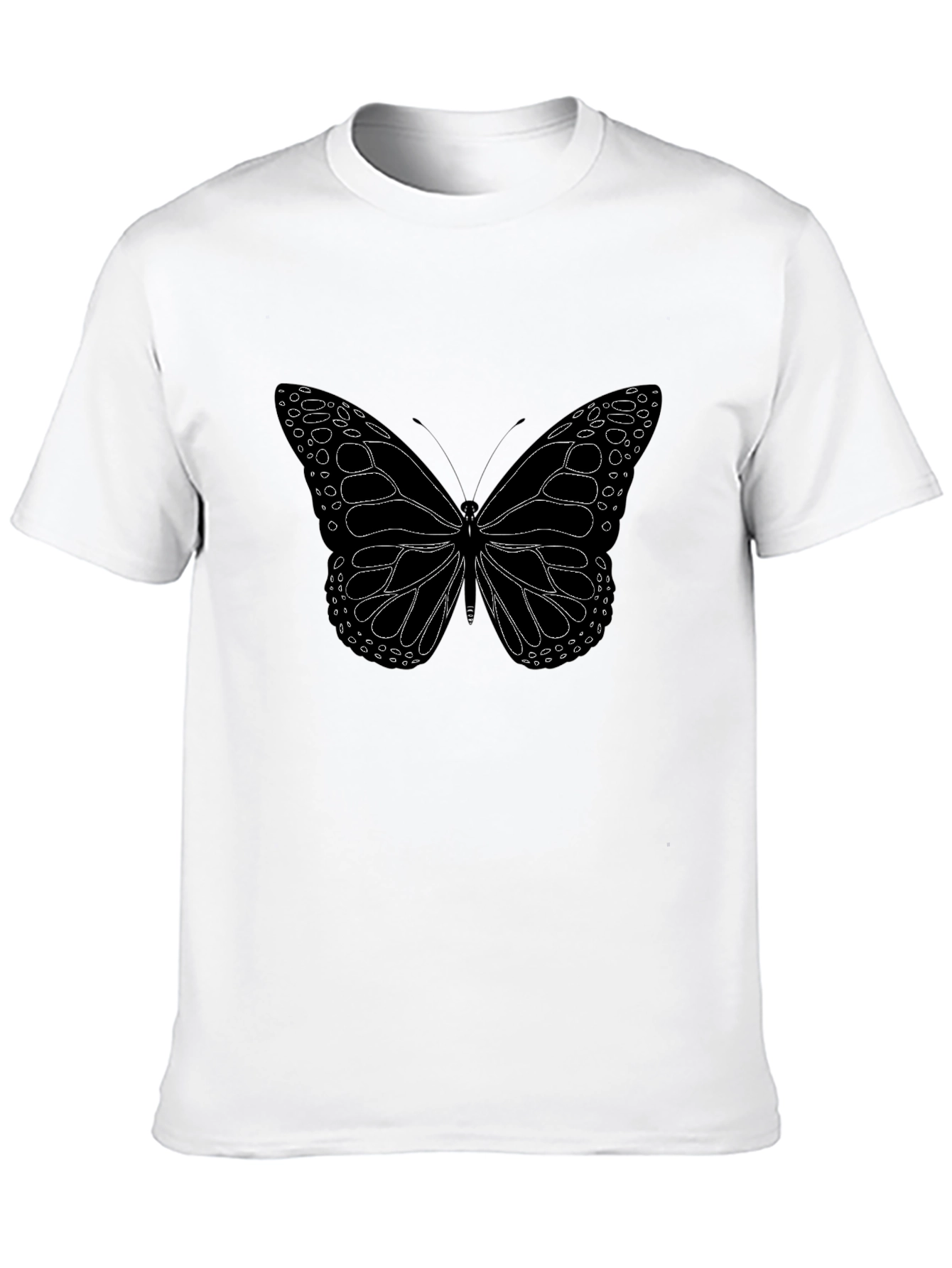 Butterfly Graphic Tee - Black Cotton Blend Casual Shirt