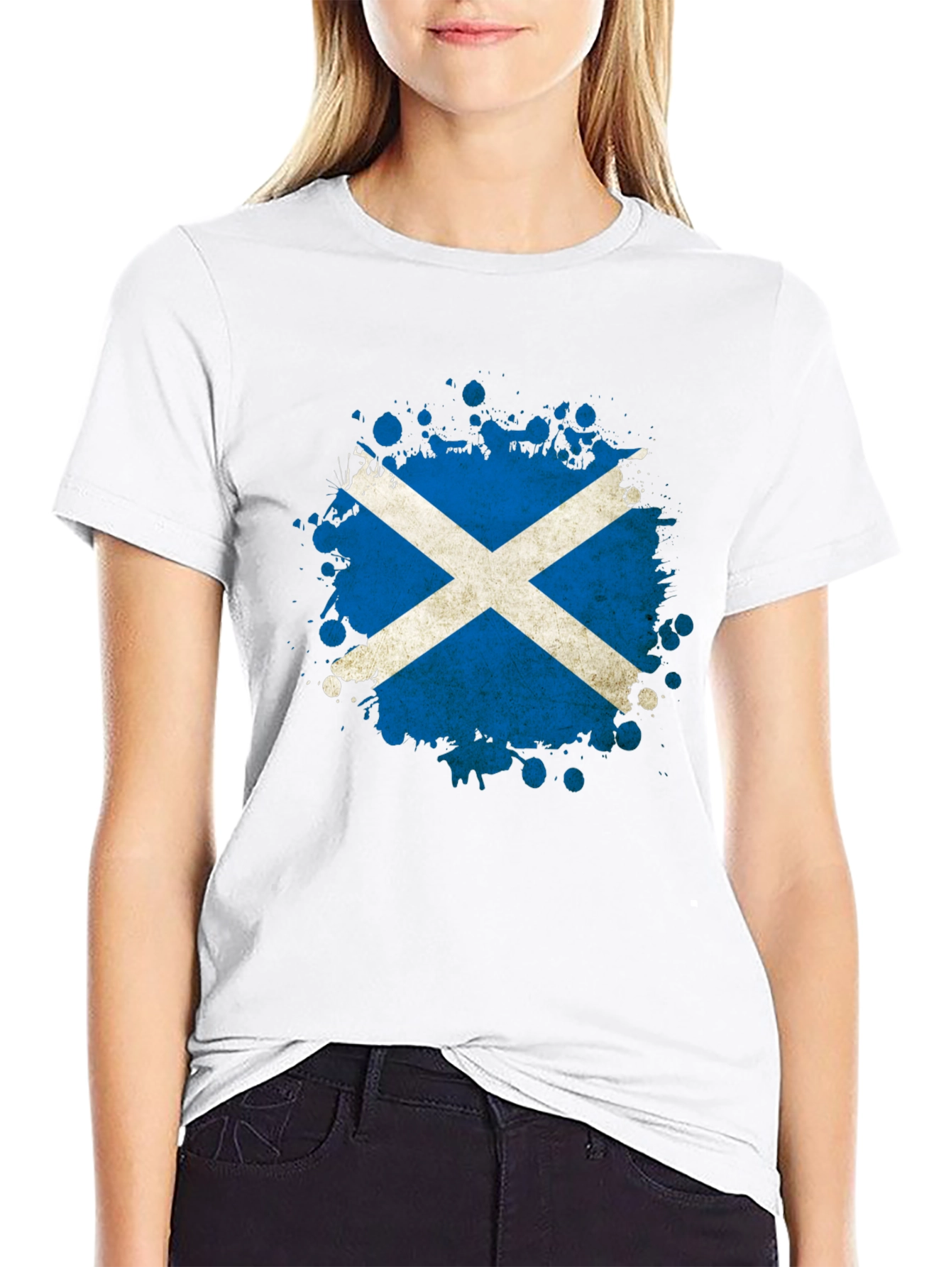 Scottish Flag Splatter T-Shirt - Black