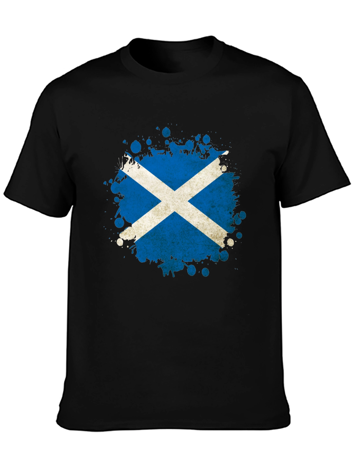 Scottish Flag Splatter T-Shirt - Black