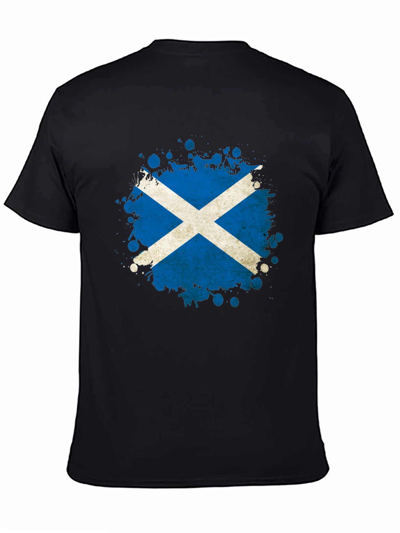 Scottish Flag Splatter T-Shirt - Black