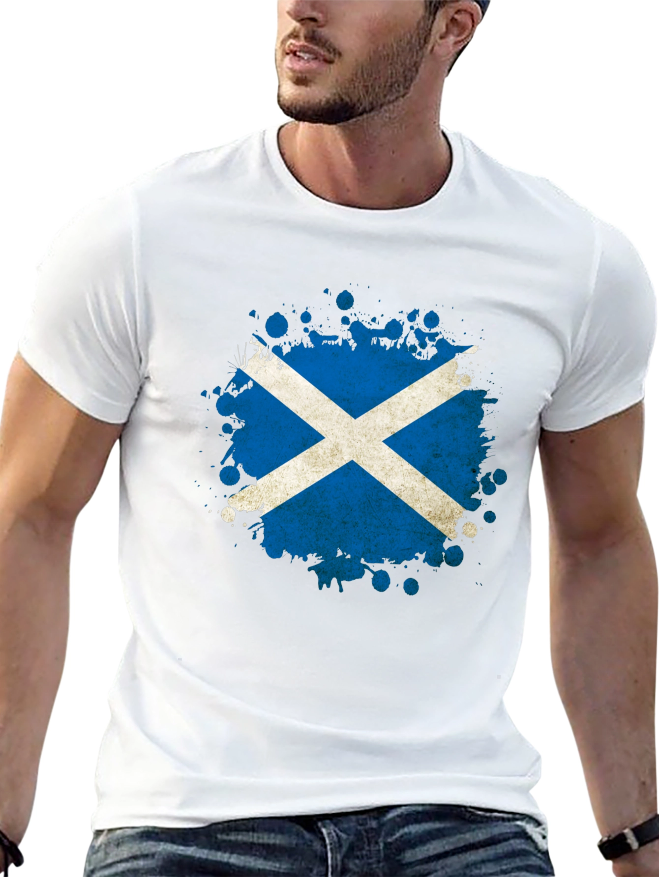 Scottish Flag Splatter T-Shirt - Black