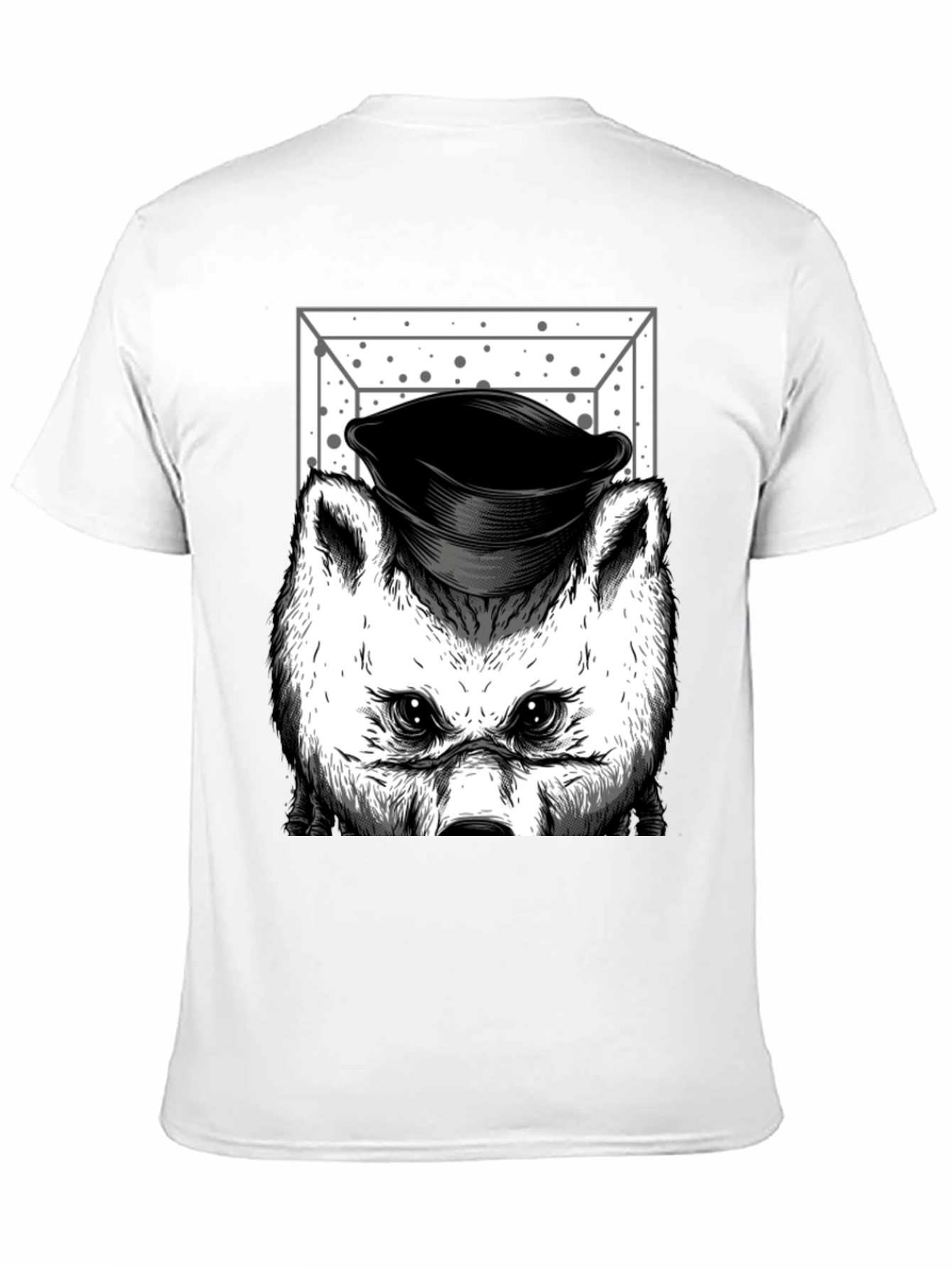 Wolf in Hat Graphic T-Shirt - Black