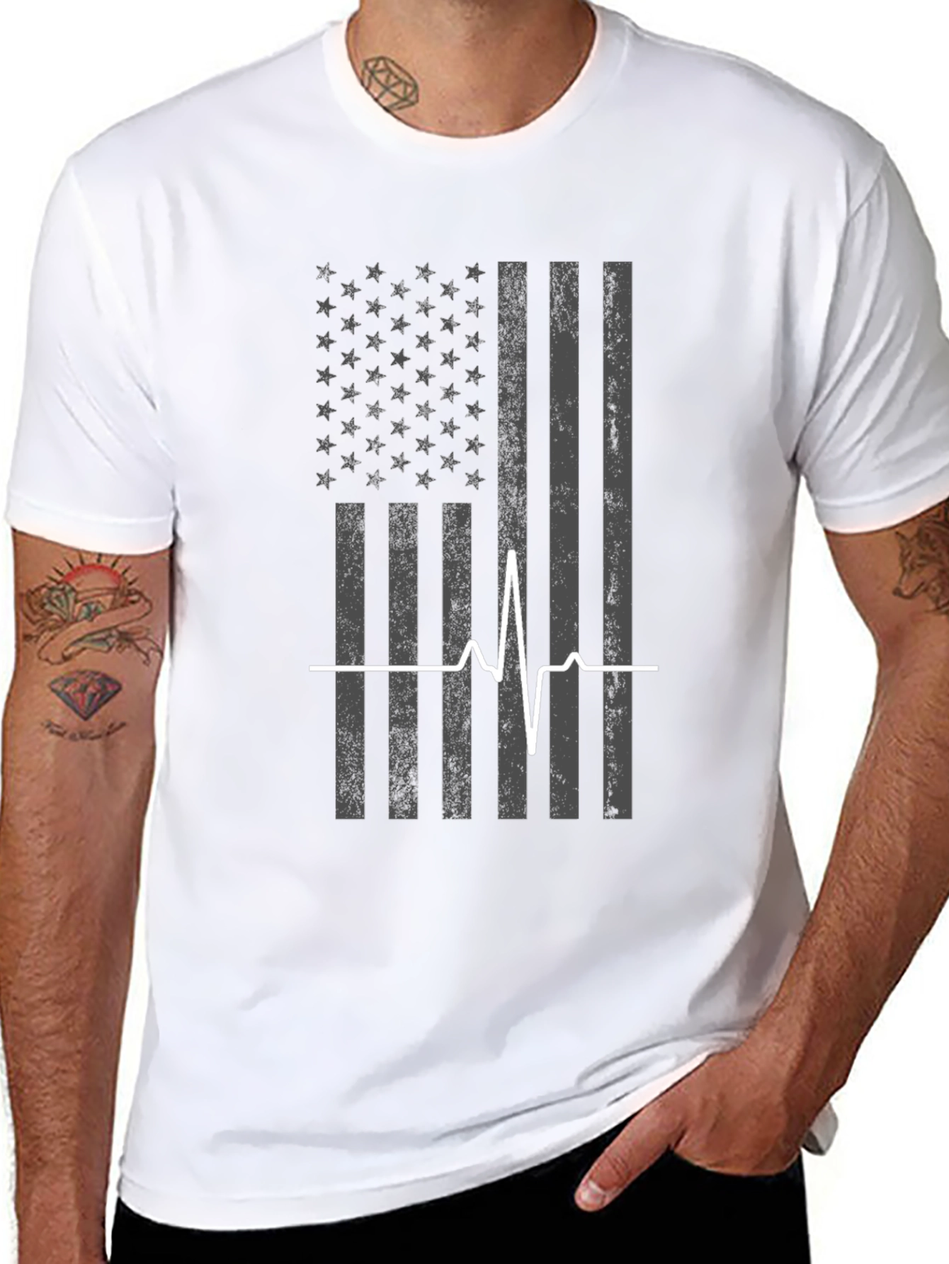 American Flag Heartbeat T-Shirt