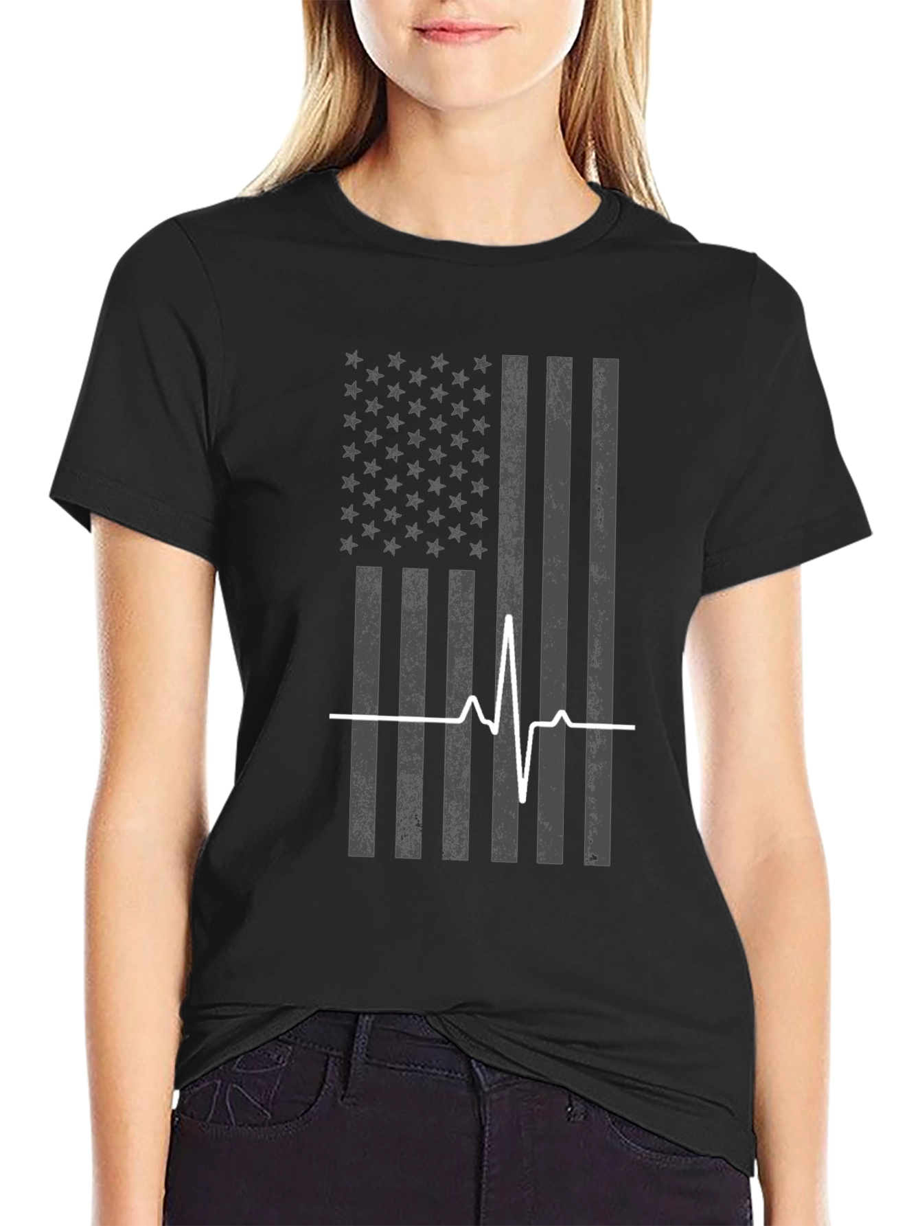 American Flag Heartbeat T-Shirt