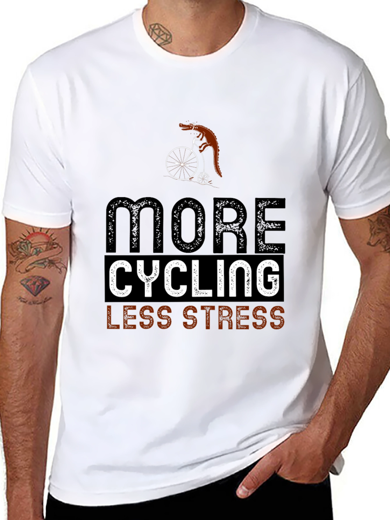 Cycling Lizard T-Shirt: More Cycling Less Stress