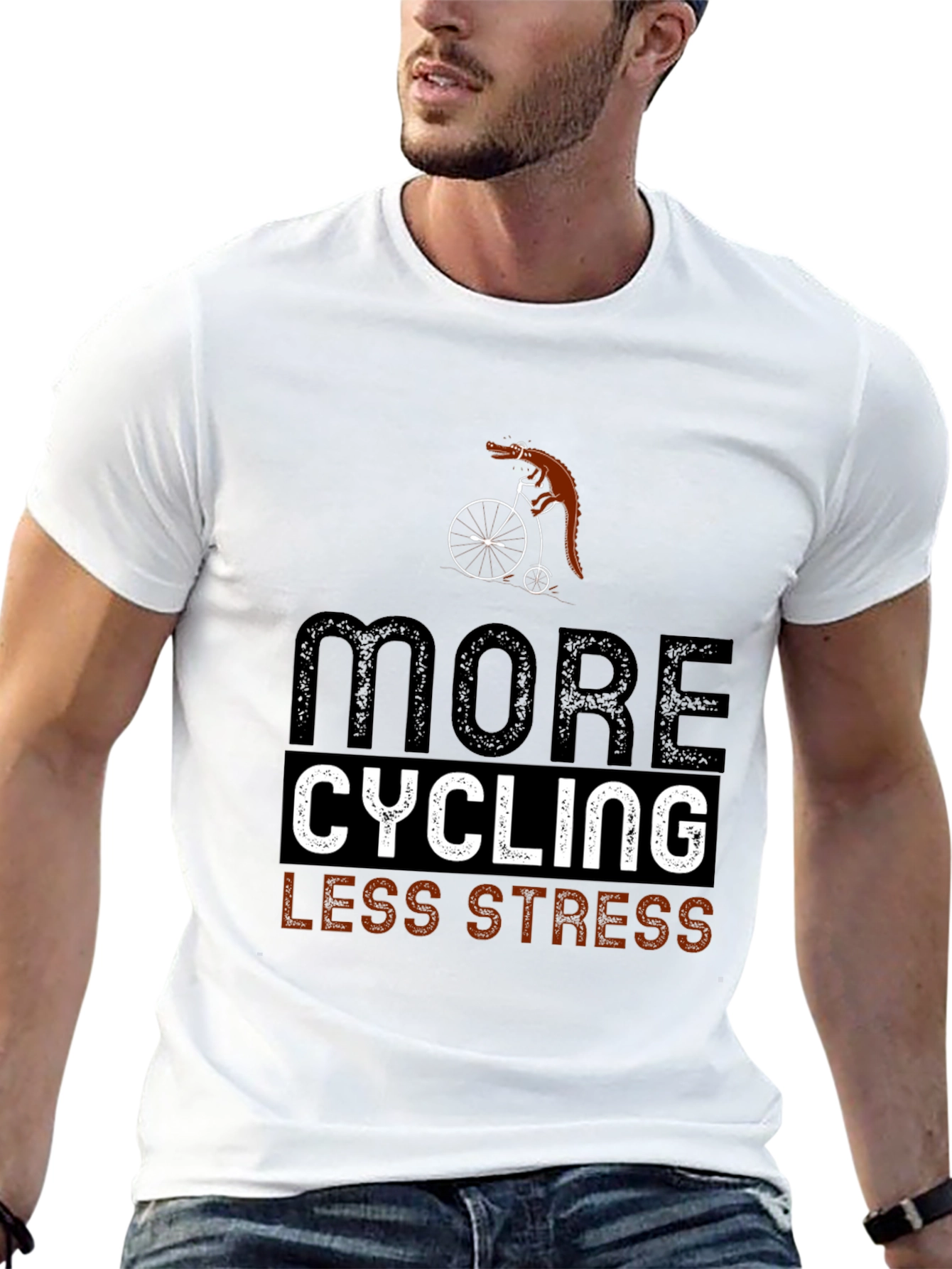 Cycling Lizard T-Shirt: More Cycling Less Stress