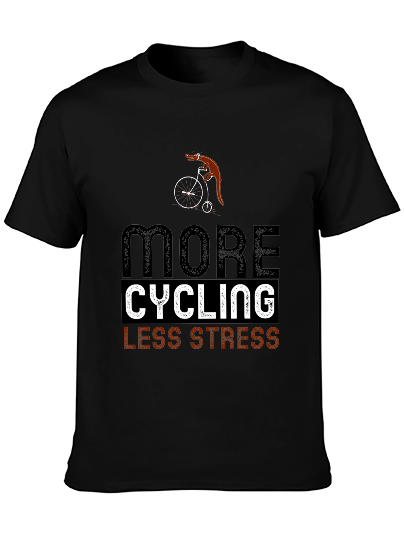 Cycling Lizard T-Shirt: More Cycling Less Stress