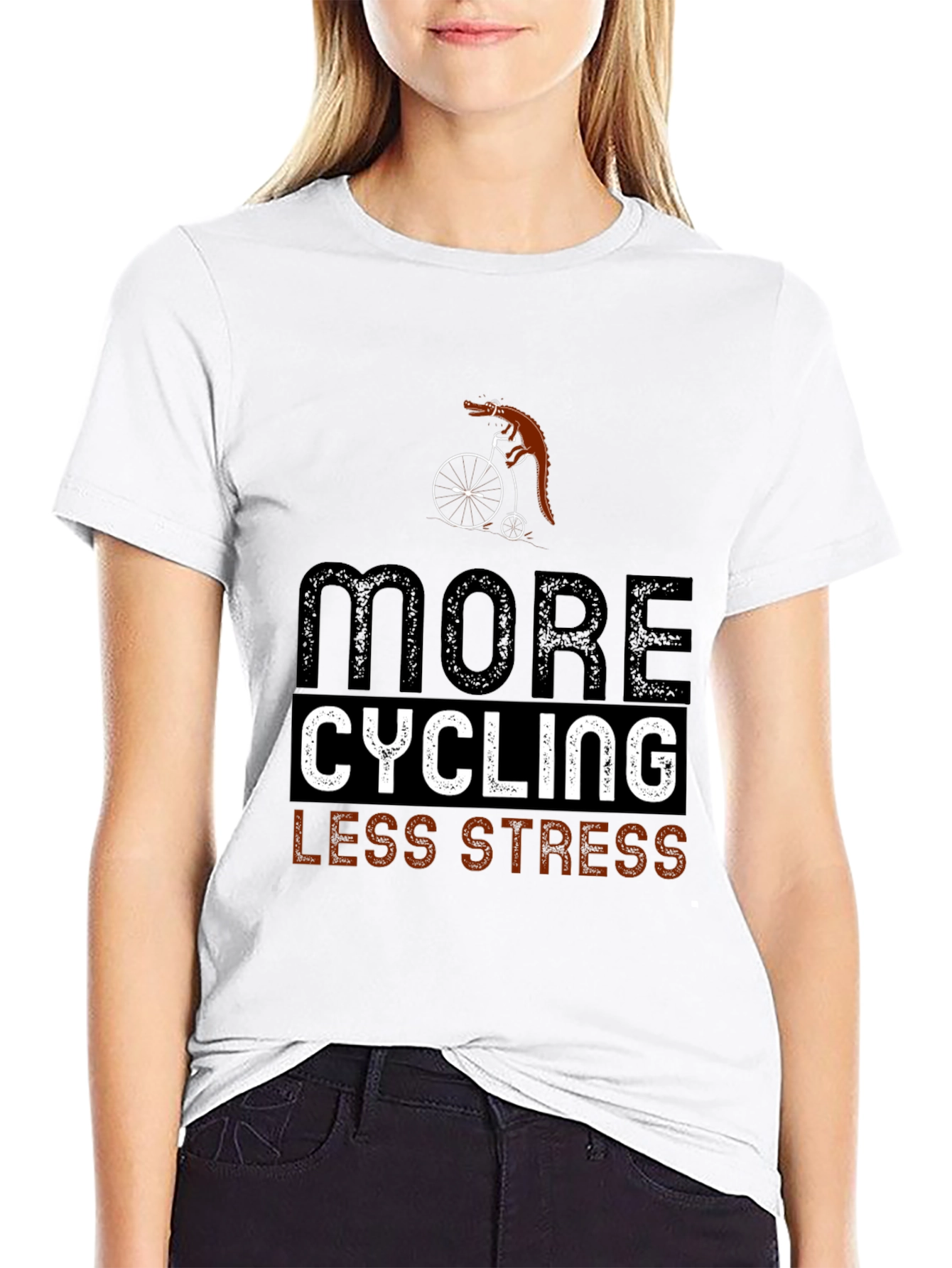 Cycling Lizard T-Shirt: More Cycling Less Stress