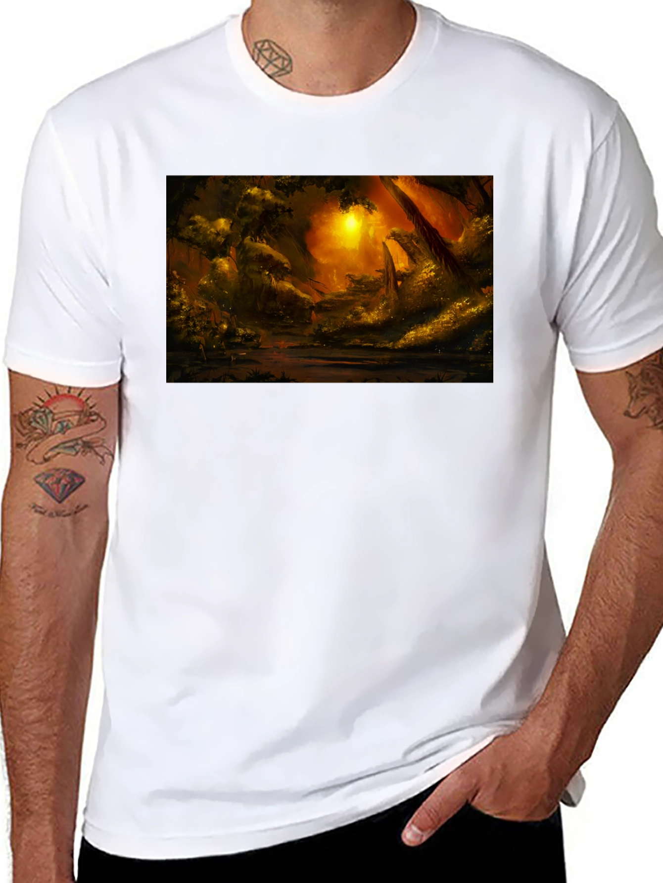 Golden Forest T-Shirt - Nature Inspired Graphic Tee