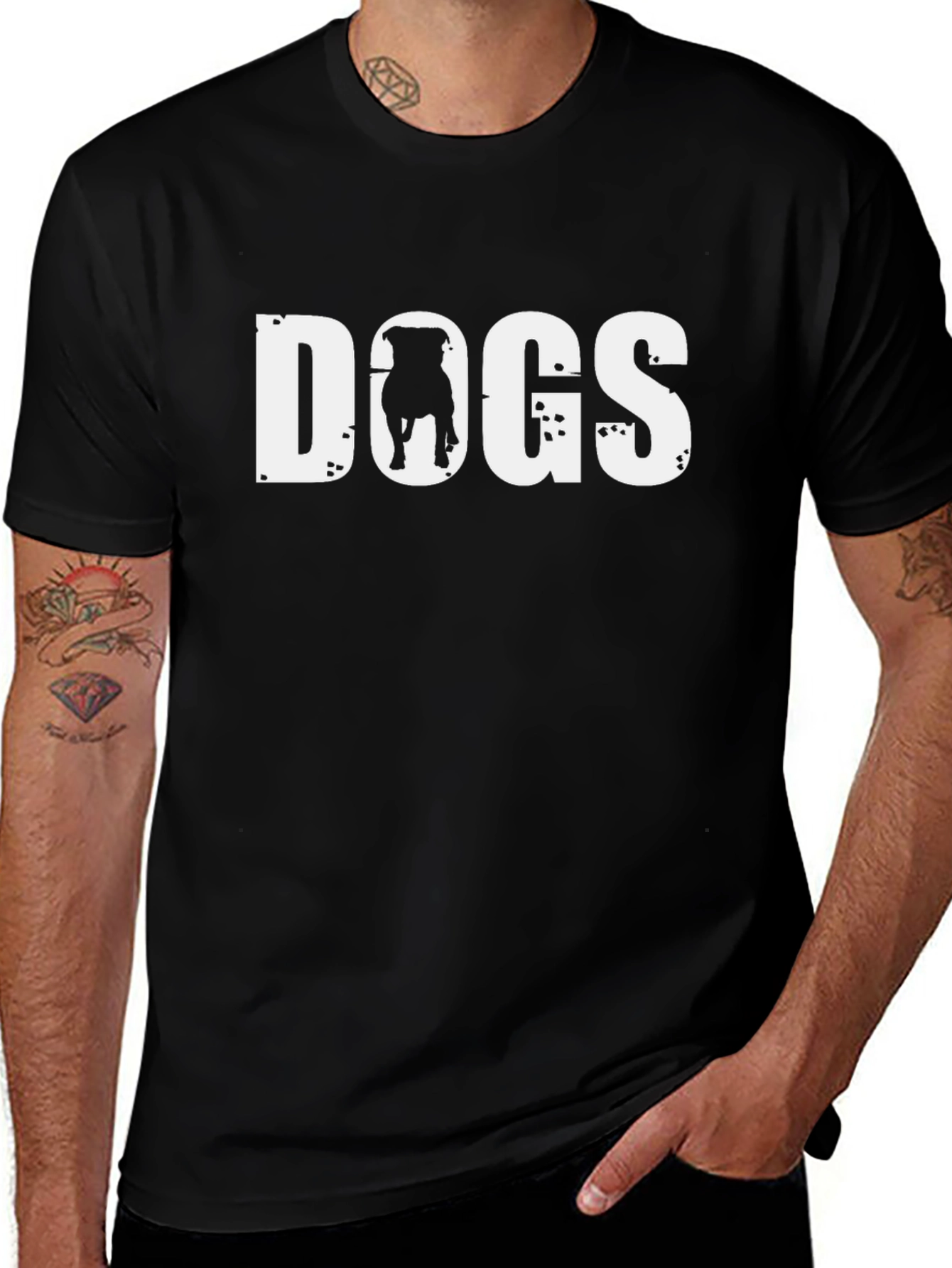 DOGS Graphic Tee - Black Crew Neck T-Shirt