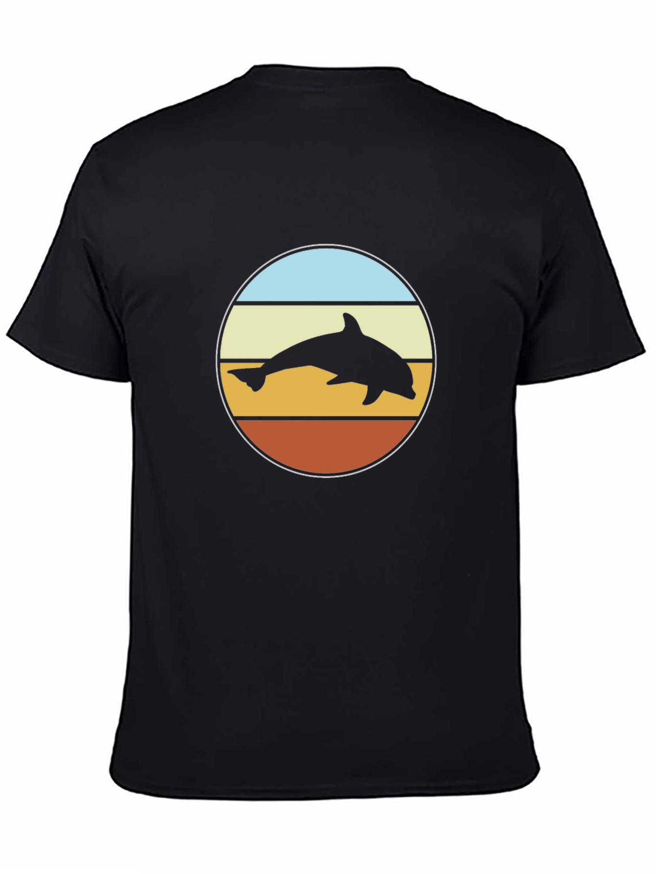 Retro Dolphin Sunset T-Shirt - Black