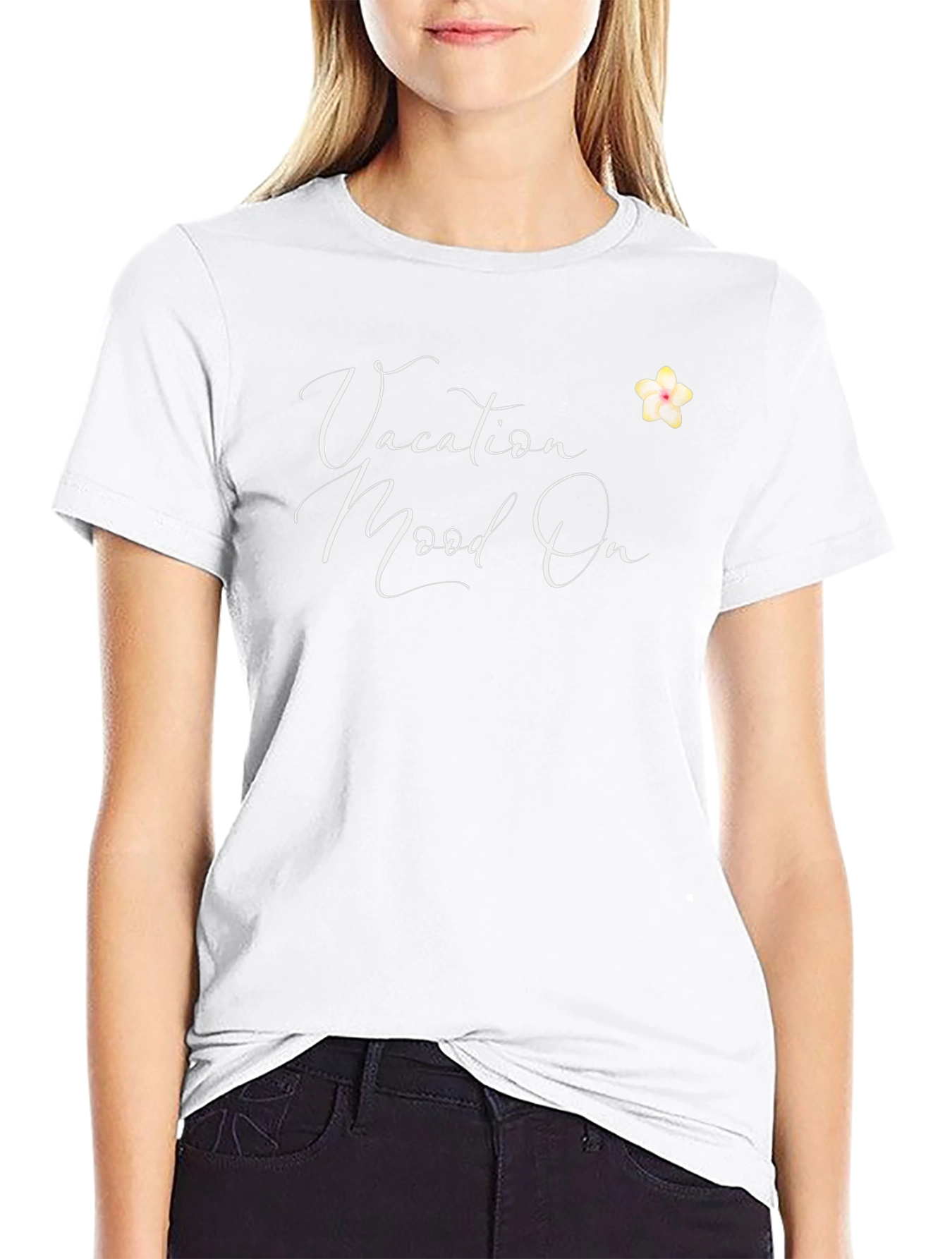 Vacation Mood On T-Shirt - Casual Black Tee
