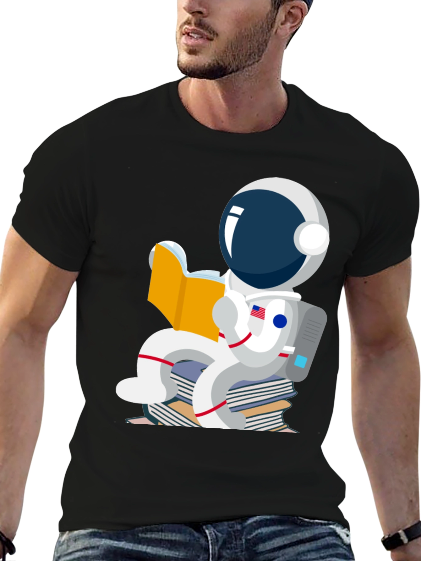 Astronaut Reading Books Graphic T-Shirt