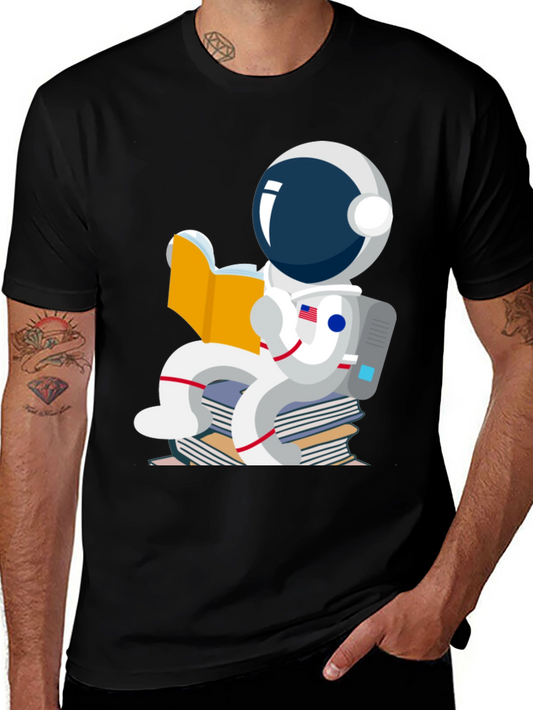Astronaut Reading Books Graphic T-Shirt