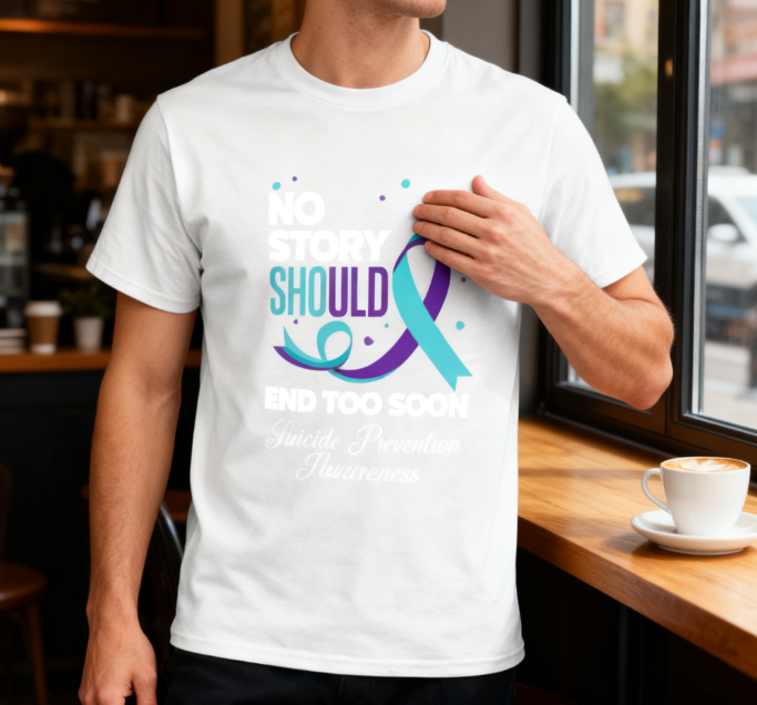 No Story Should End Too Soon” Suicide Prevention Awareness Unisex T-Shirt - Mental Health Advocacy & Hope-Inspired Tee